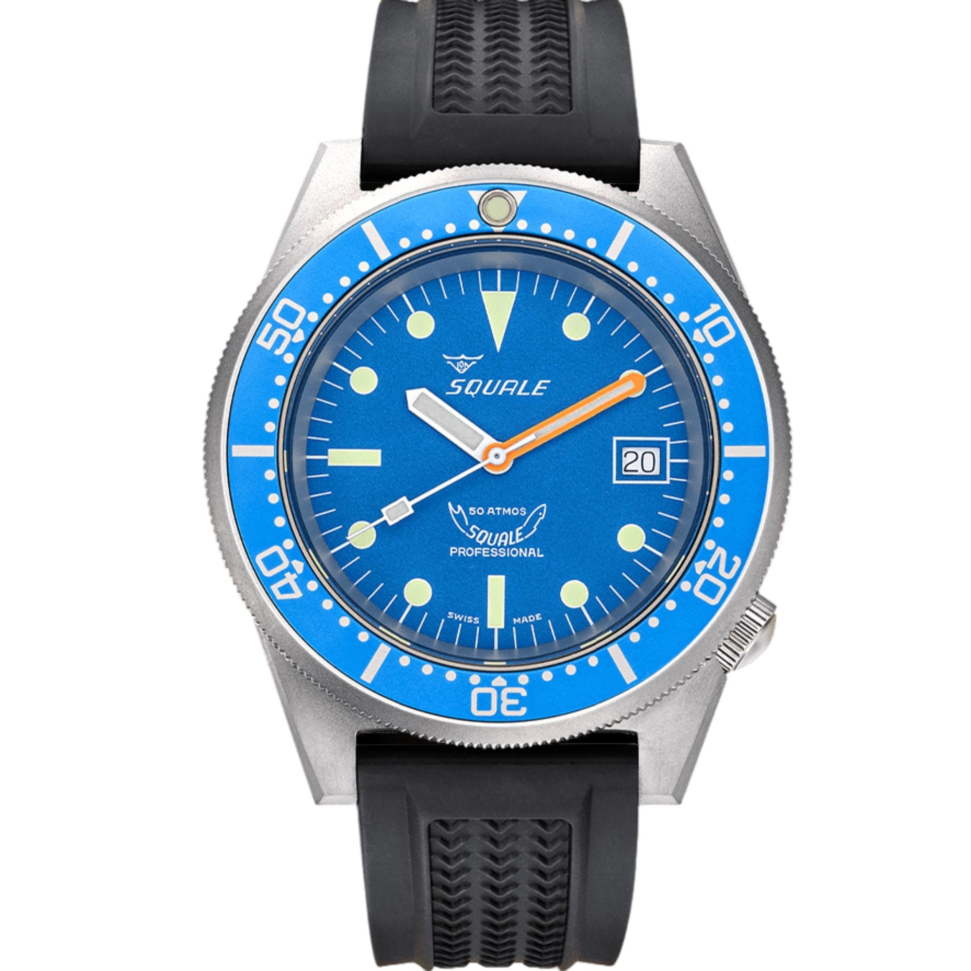Squale 1521 Blue Blasted Automatic Blue Dial Rubber Strap Men's Watch 1521BLUEBL.VO