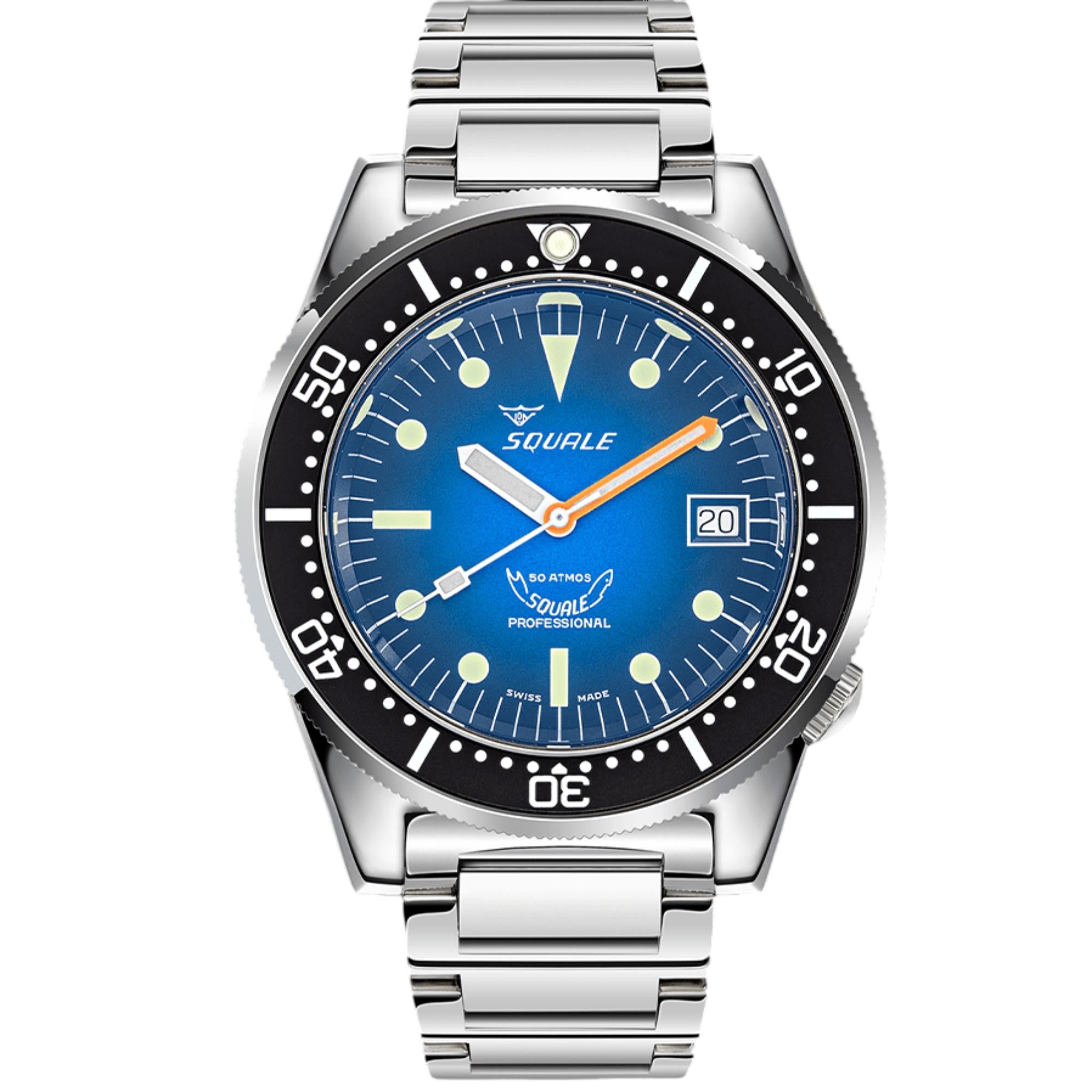 Squale 1521 Blau Ray Automatik Blauer Zifferblatt Stahlband Herren Uhr 1521PROFD.SQ20L