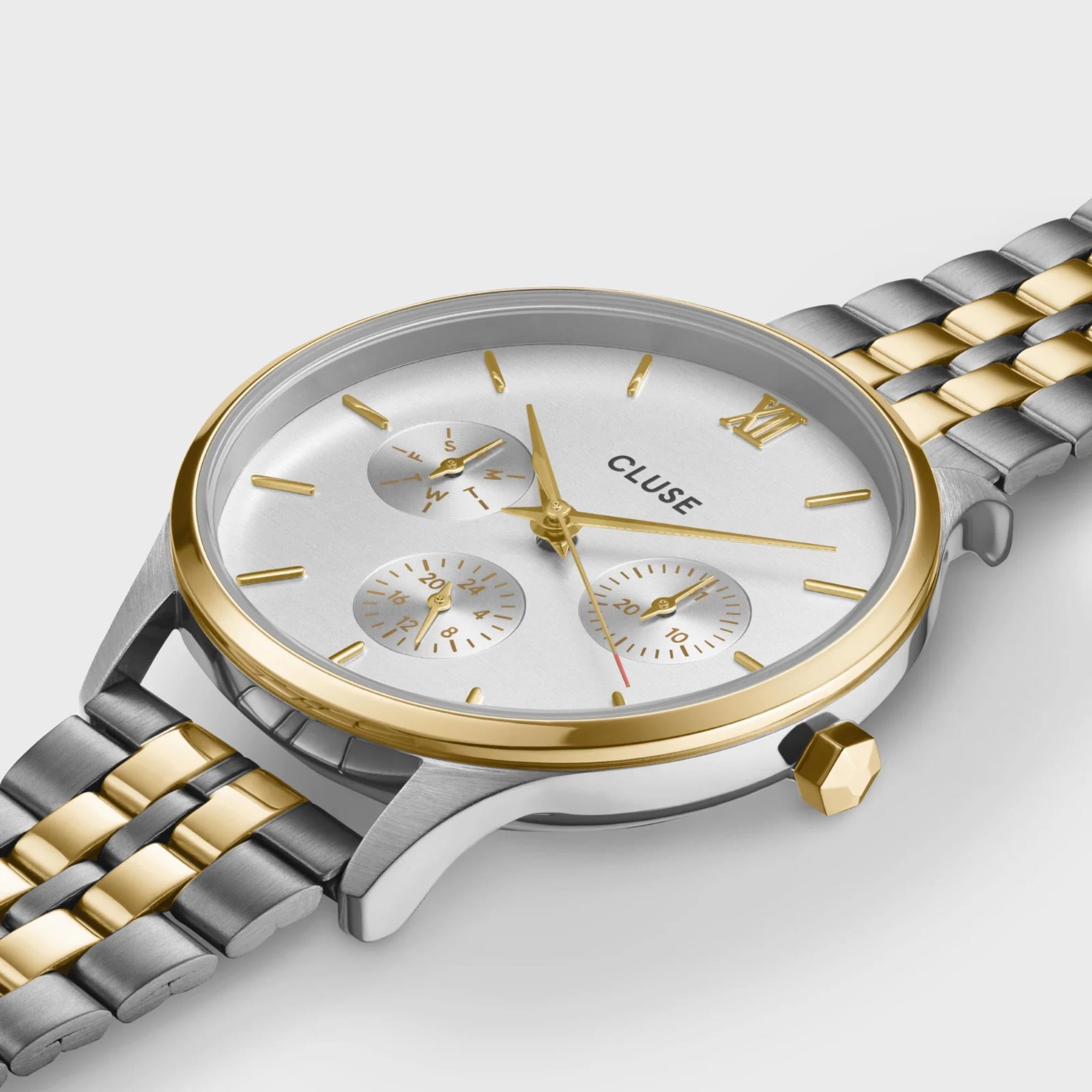 CLUSE Minuit Quartz Chronograph White Dial Steel Strap Women's Watch CW10704