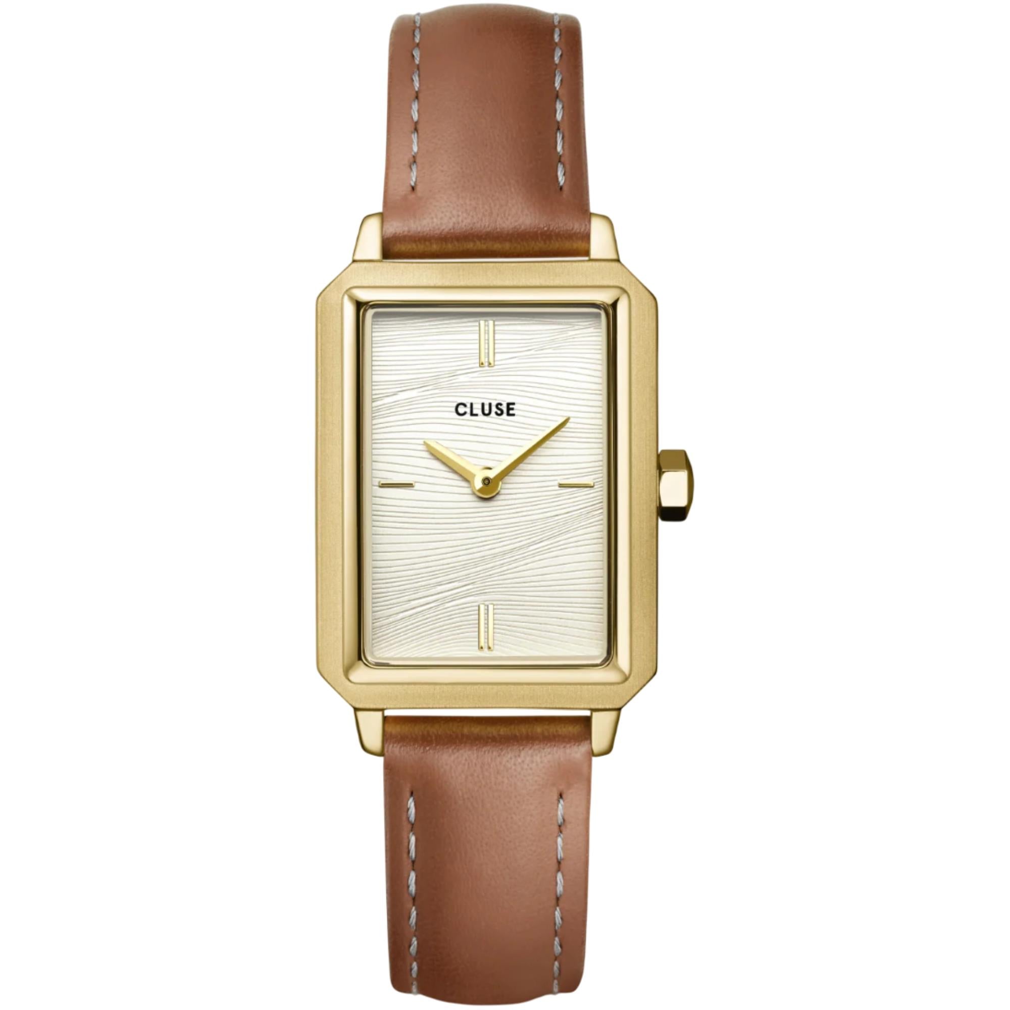 CLUSE Fluette Quartz Weißes Zifferblatt Lederarmband Damen Uhr CW11515