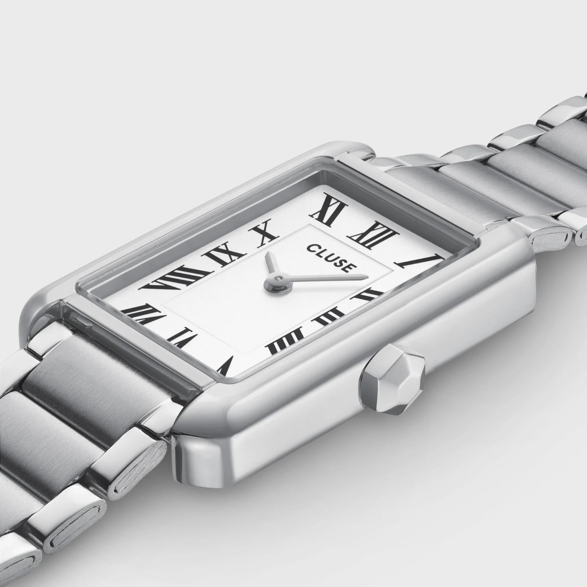 CLUSE Belisenna Quartz Weißes Zifferblatt Stahlarmband Damen Uhr CW15002