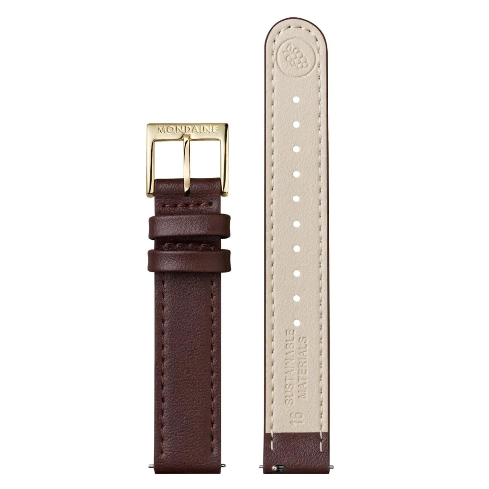 Mondaine Doppio Quarz Off-White Zifferblatt Lederarmband Damen Uhr MLE.33110.LGV