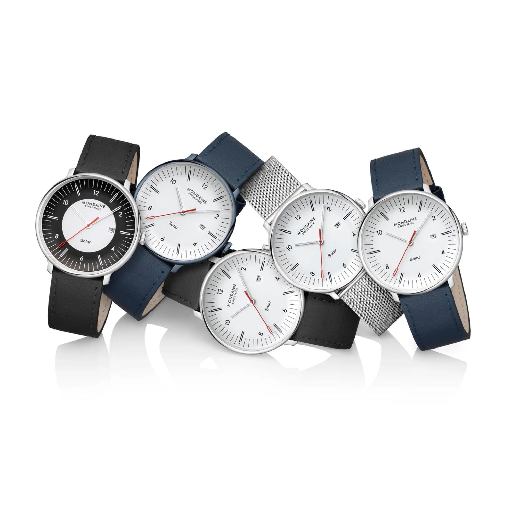 Mondaine Doppio Solar White Dial Steel Strap Men's Watch MLE.41910.SM