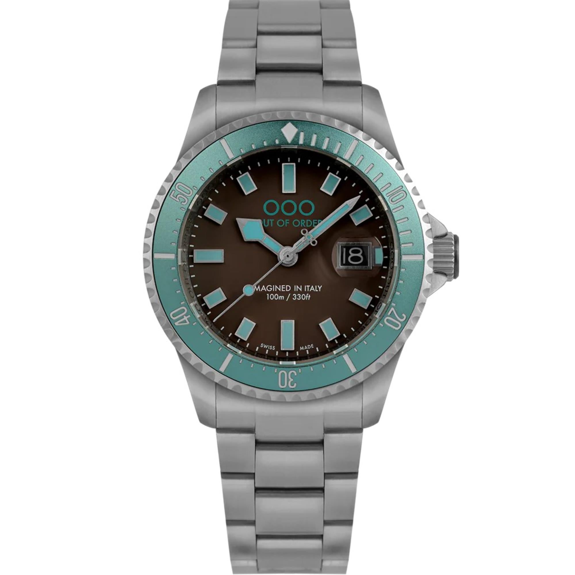 Out of Order Casanova Ultra Gebürsteter Quarz Braunes Zifferblatt Stahlarmband Herren Uhr OOO.001-27.TU.MS.SS