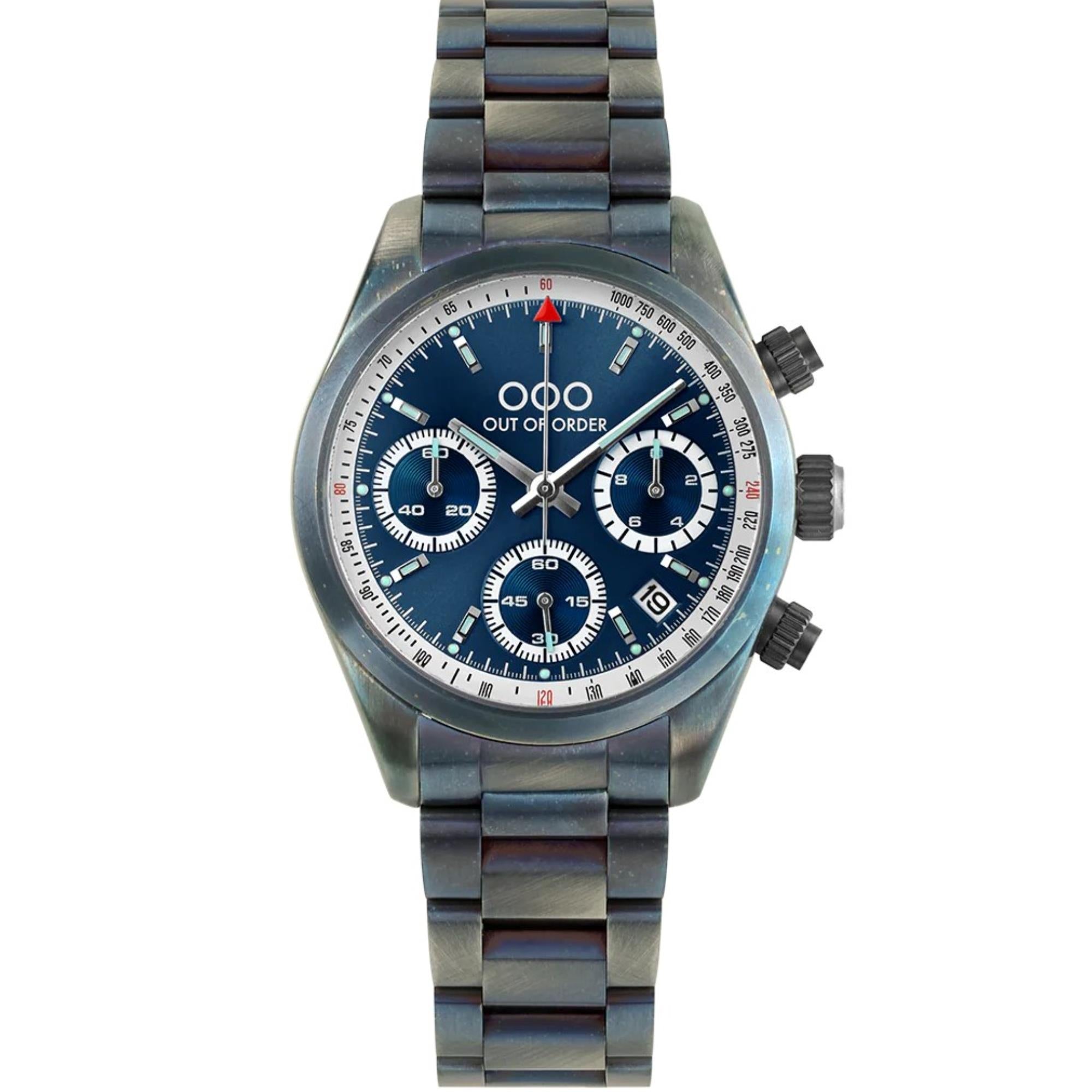Out of Order Sporty Cronografo Quartz Blue Dial Steel Strap Watch OOO.001-23.BL.AC
