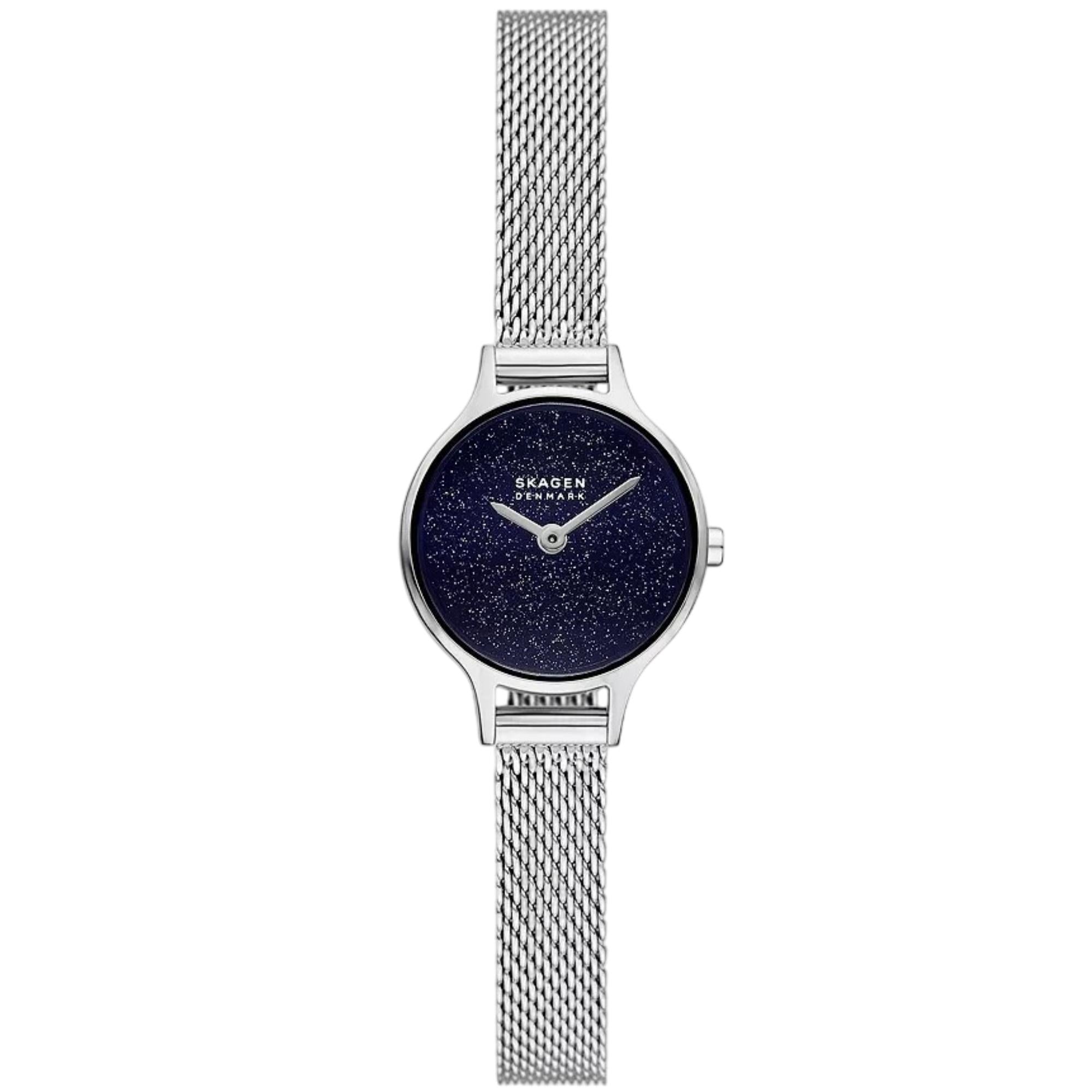Skagen Anita Mikro Quarz Blaues Zifferblatt Stahlarmband Damen Uhr SKW3172