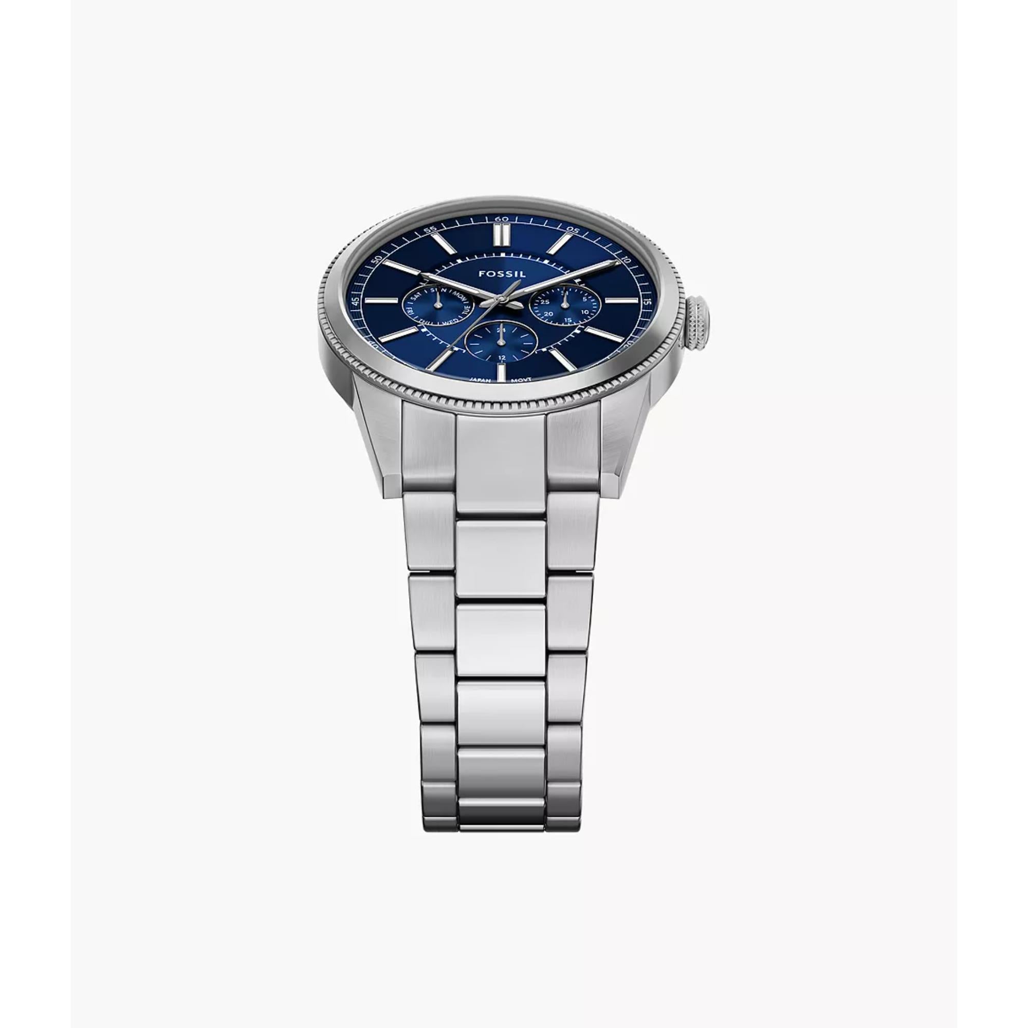 Fossil Pearson 42mm Chronograph Herren Quarz Uhr mit blauem Zifferblatt und Stahlband FS6134