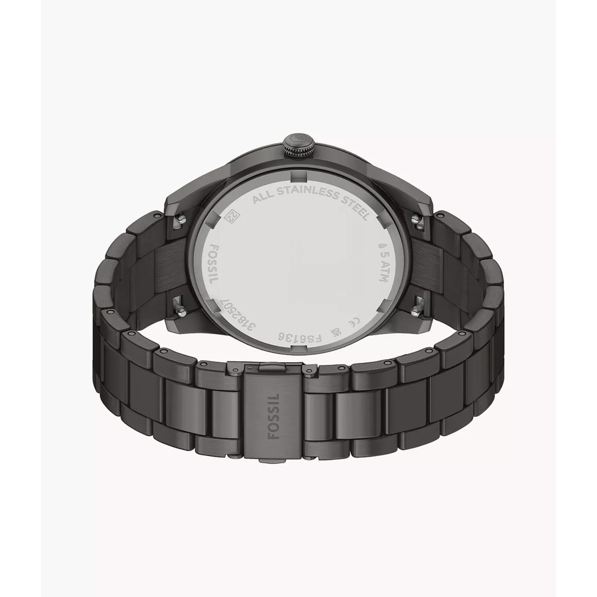 Fossil Pearson 42mm Chronograph Schwarzes Zifferblatt Stahl Herren Quarz Uhr FS6136