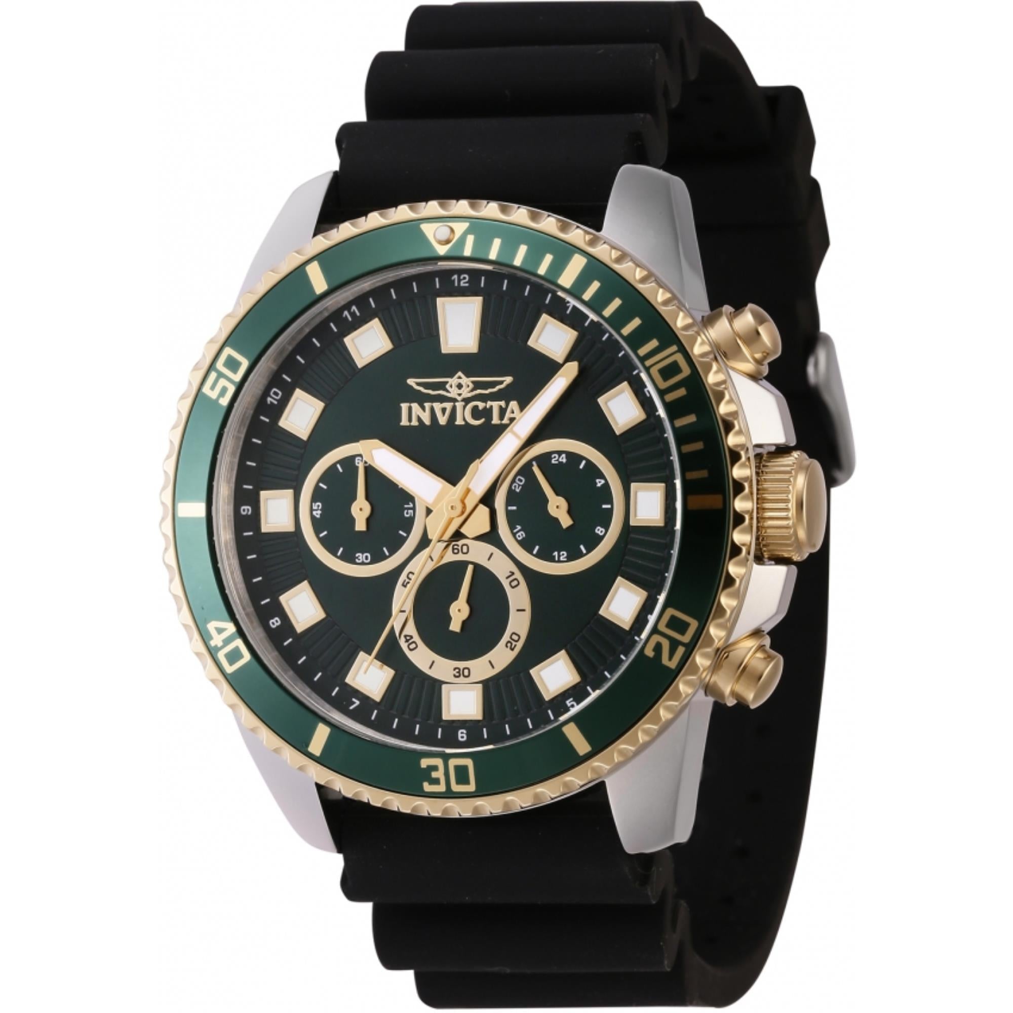 Invicta Pro Diver Quarz Chronograph Grünes Zifferblatt Silikonarmband Herrenarmbanduhr 46127