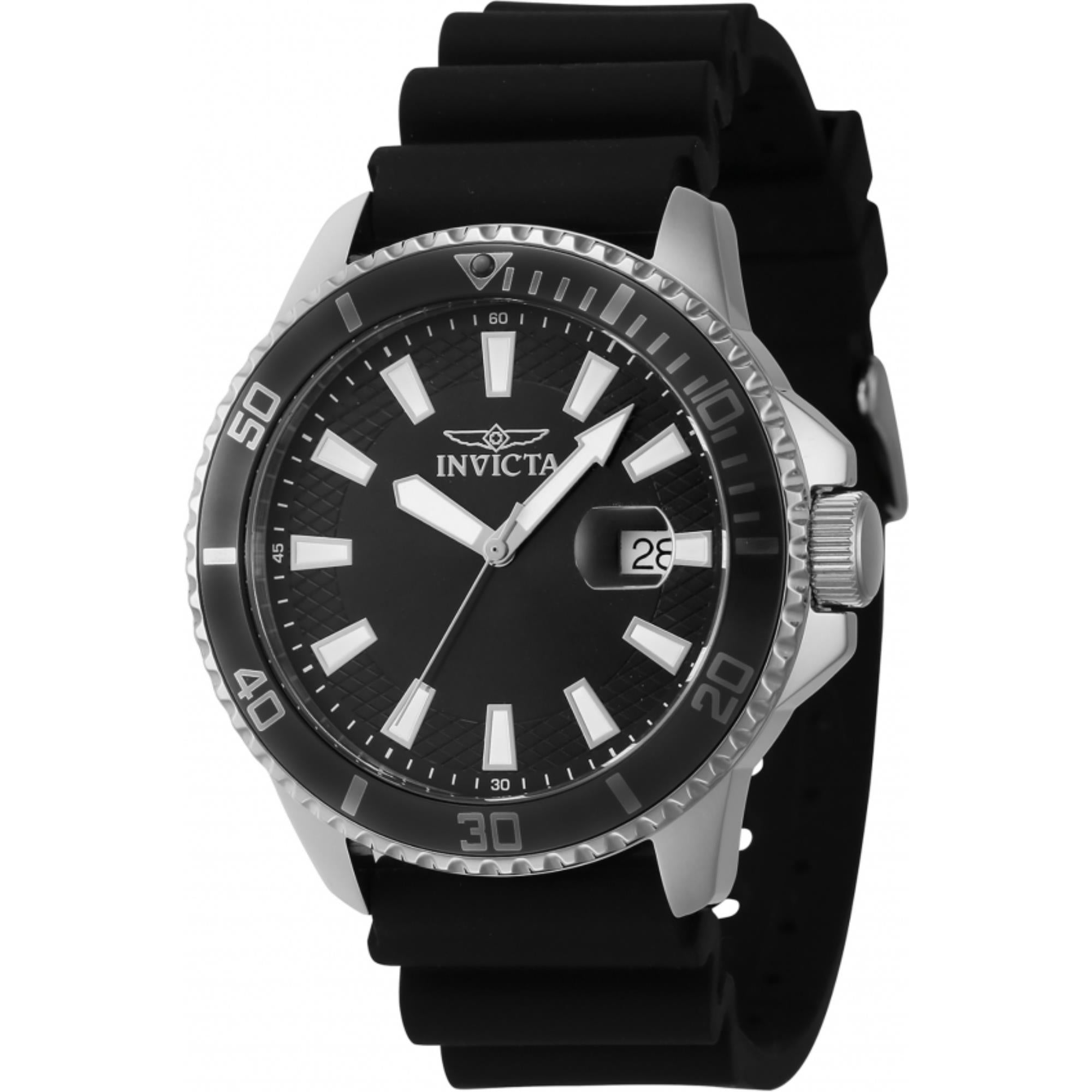 Invicta Pro Diver Quarz Schwarzes Zifferblatt Silikonarmband Herrenarmbanduhr 46095