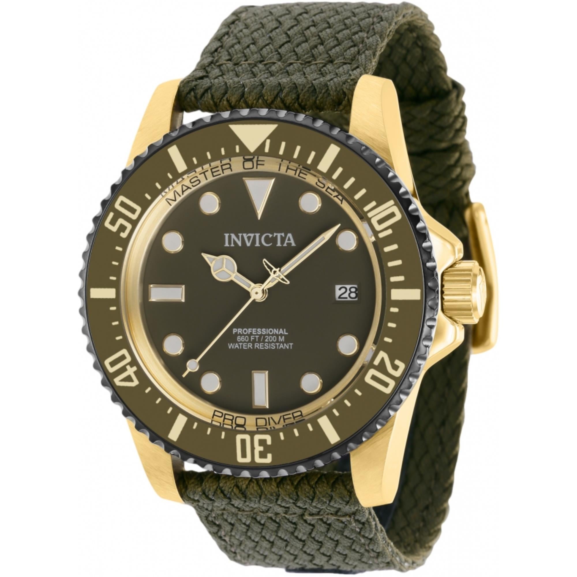 Invicta Pro Diver Automatik Grünes Zifferblatt Polyesterarmband Herrenarmbanduhr 38240