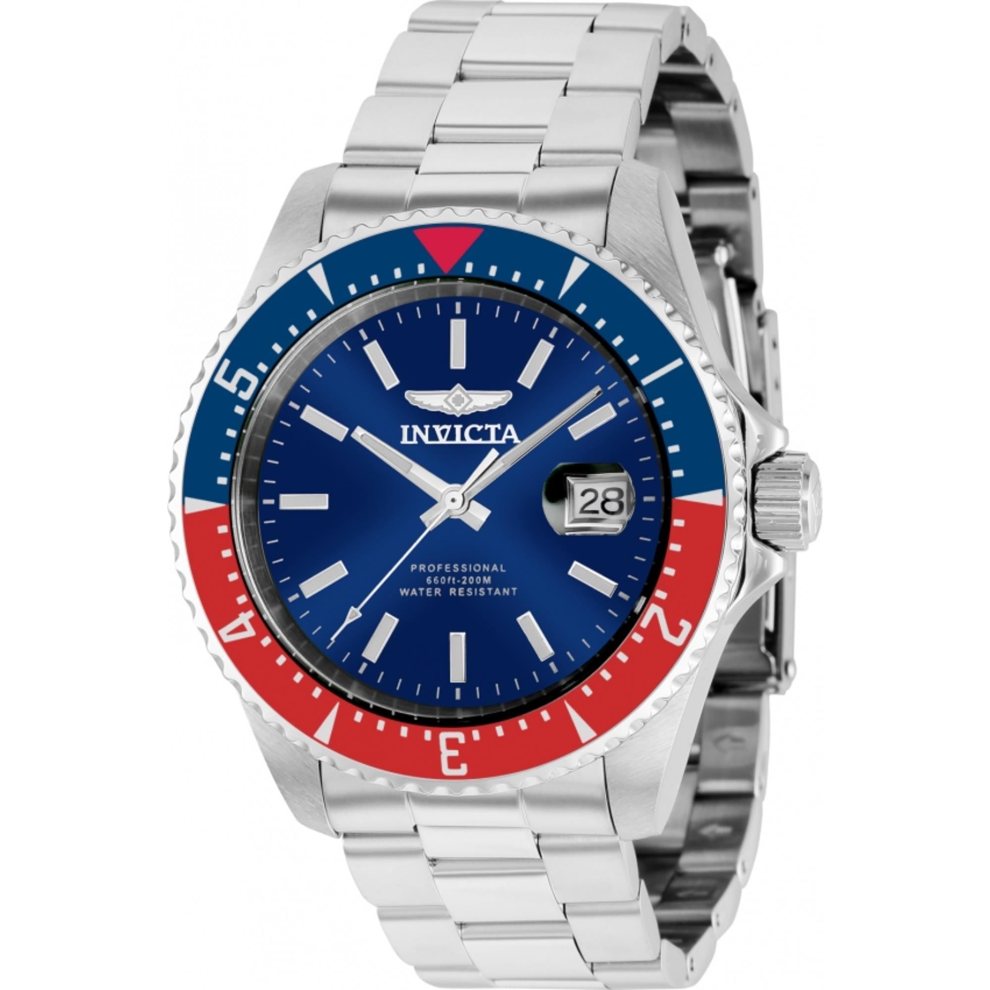 Invicta Pro Diver Automatik Blaues Zifferblatt Stahlarmband Herrenarmbanduhr 36784