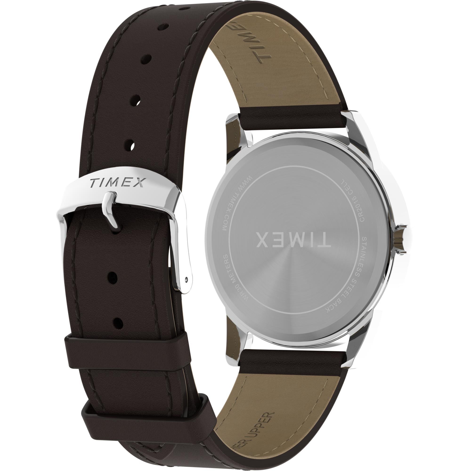 Timex Easy Reader 38mm White Dial Leather Mens Quartz Watch TW2Y12600