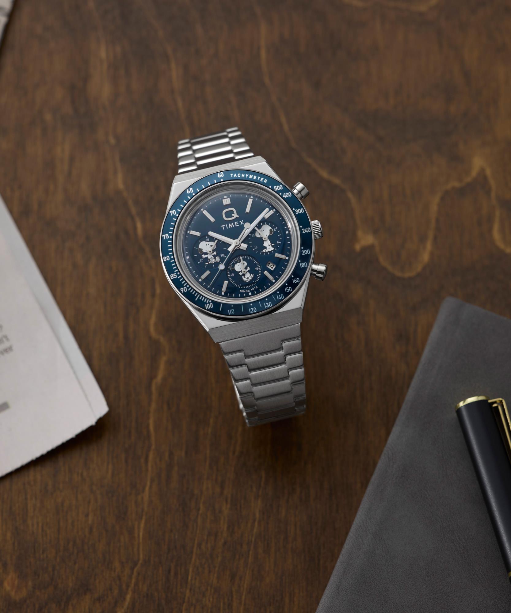 Timex Peanuts 40mm Chronograph Blue Dial Steel Mens Quartz Watch TW2Y45300