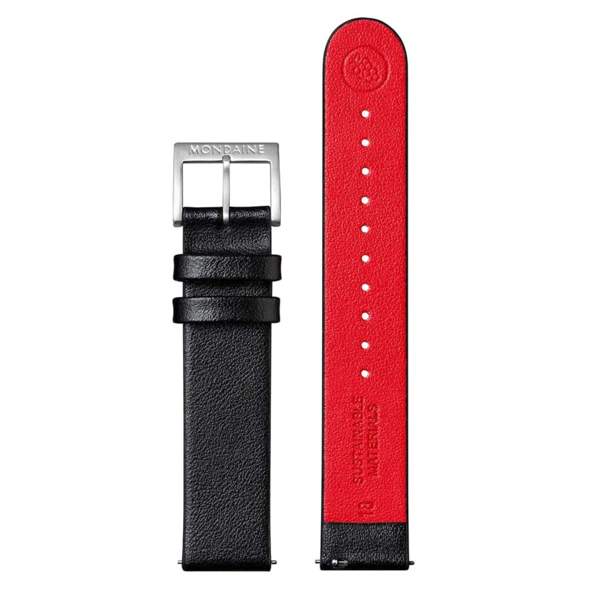 Mondaine Schwarzes Veganes Leder Uhrarmband FG3118.21Q.1