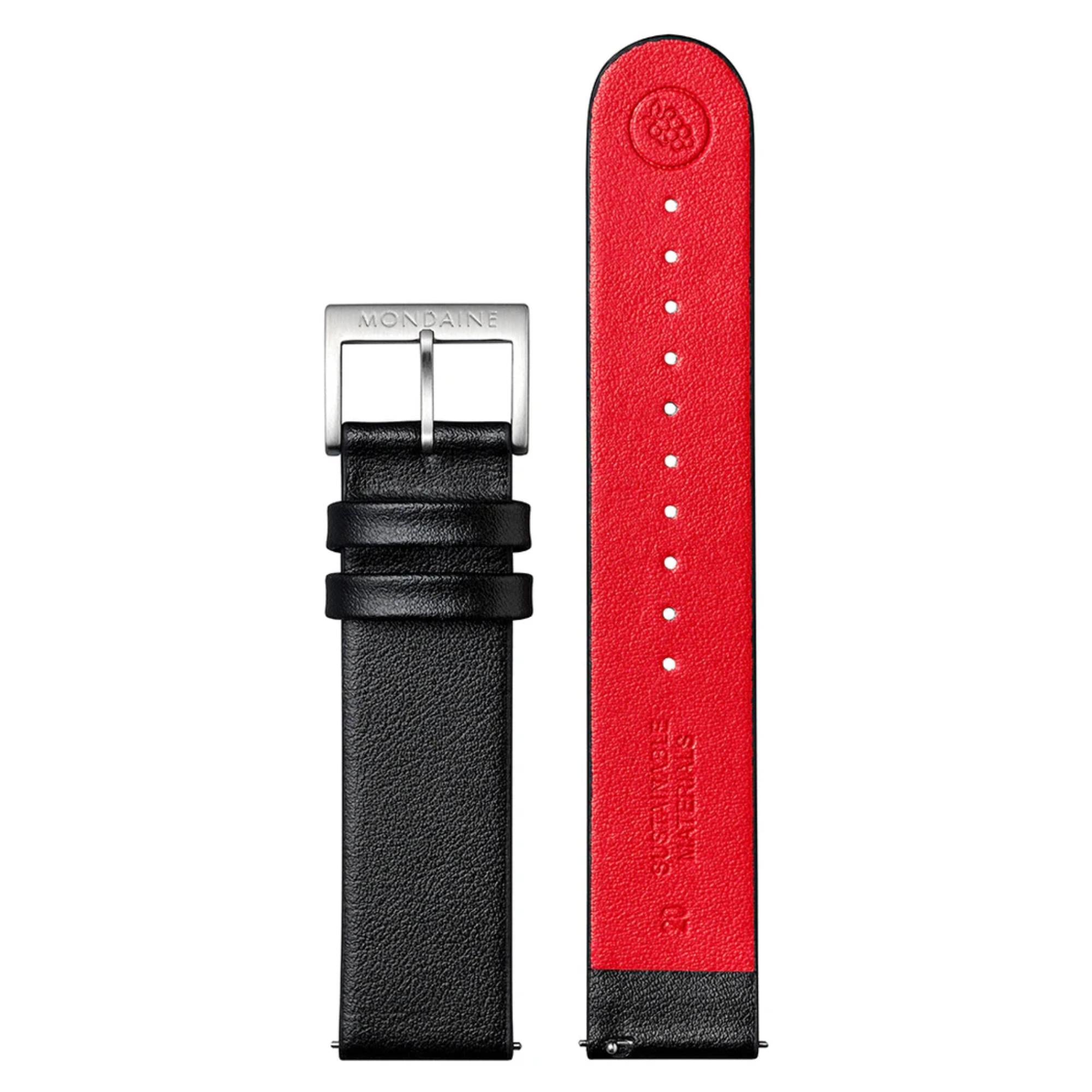 Mondaine Schwarzes Echtes Traubenleder Uhrarmband FG3120.21Q.1