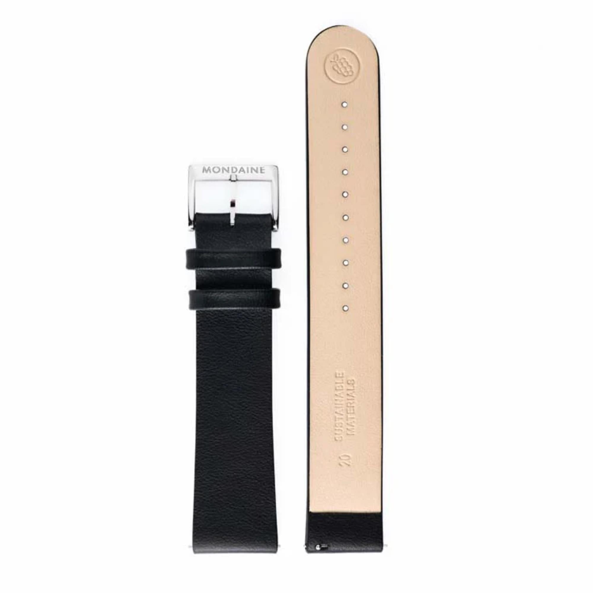 Mondaine Schwarzes Veganes Traubenleder Uhrarmband FG3120.20Q.L