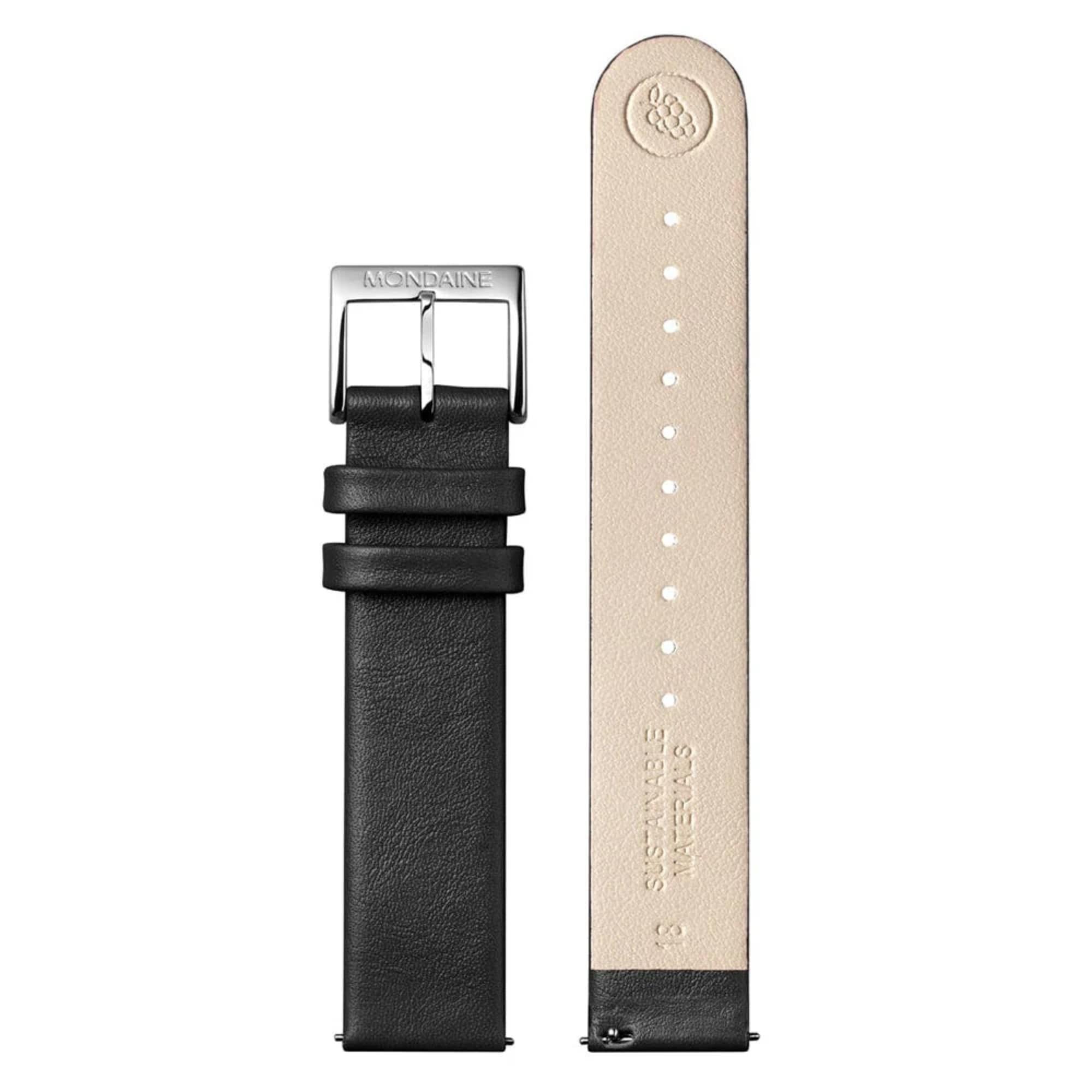 Mondaine Schwarzes Veganes Leder Uhrarmband FG3118.20Q
