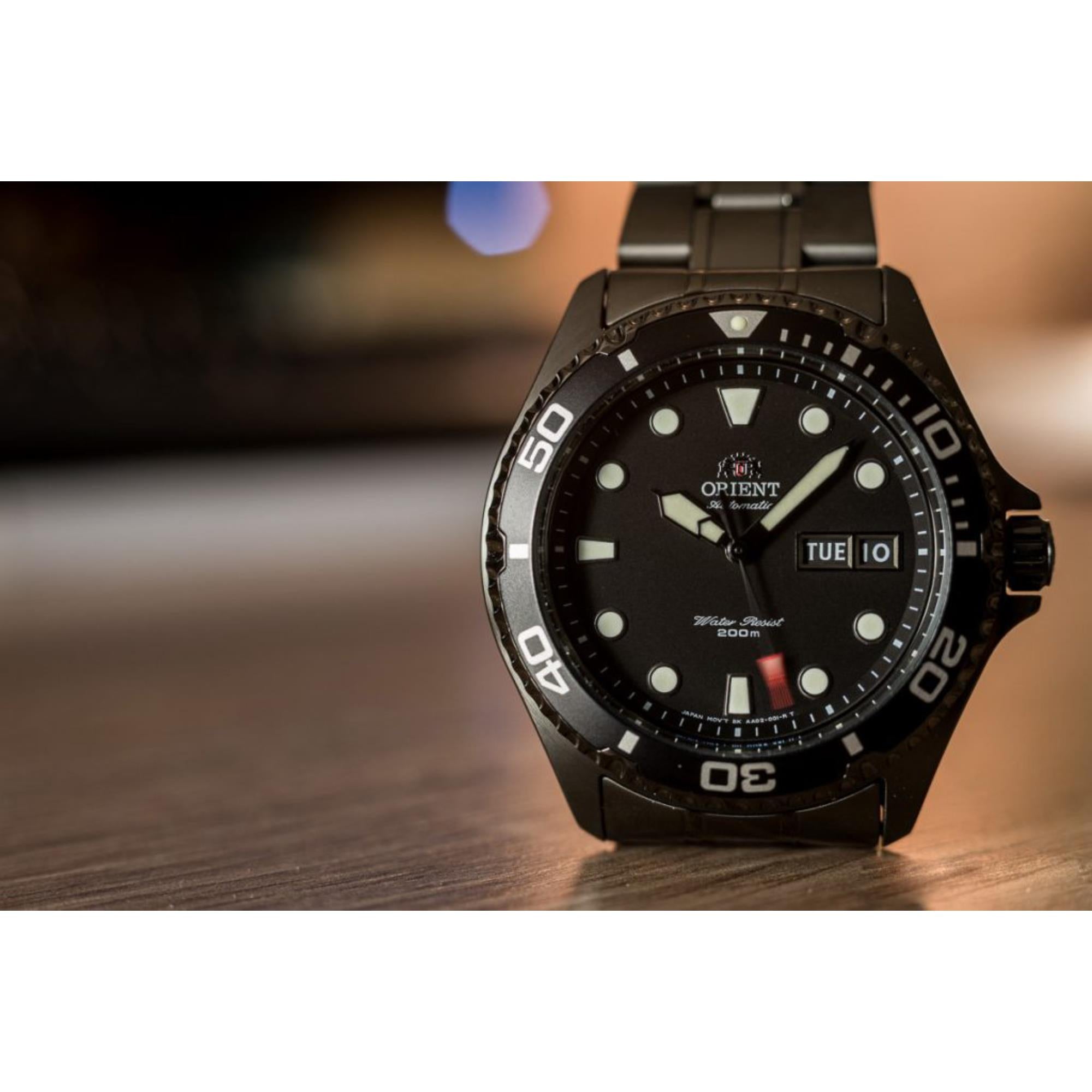 Orient Ray Raven II 41.5mm Black Dial Steel Mens Automatic Watch TAA02003B9