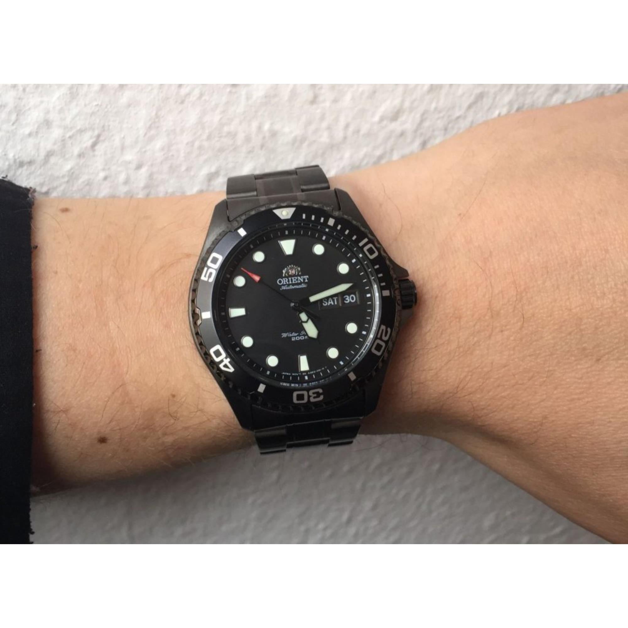 Orient Ray Raven II 41.5mm Black Dial Steel Mens Automatic Watch TAA02003B9