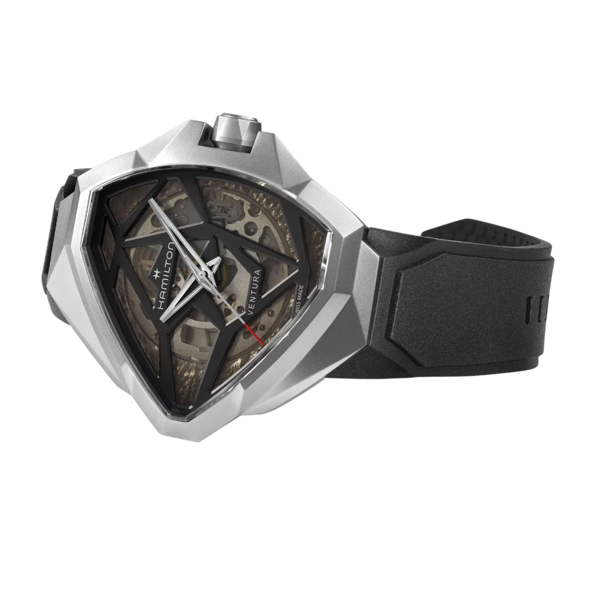Hamilton Ventura 51mm Skelett Schwarz Zifferblatt Gummi Herren Automatik Uhr H24635330
