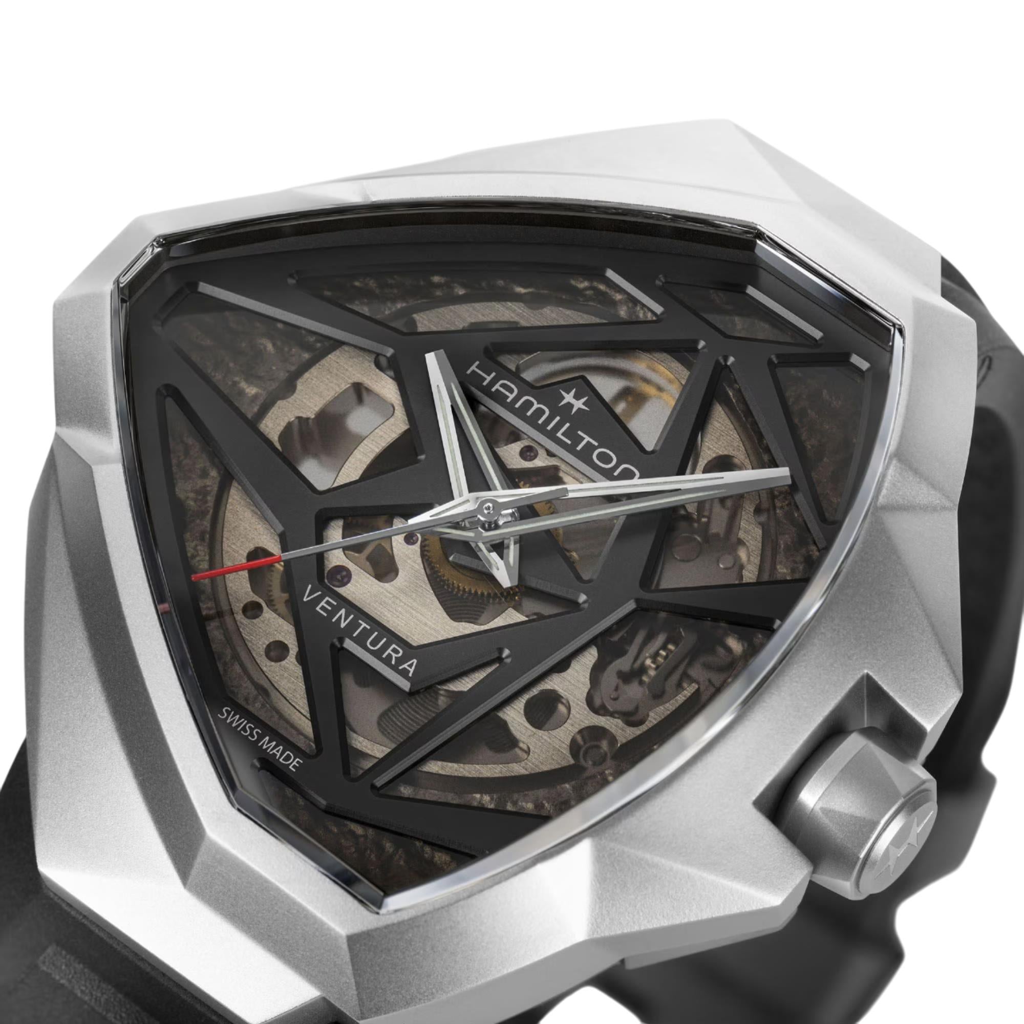 Hamilton Ventura 51mm Skelett Schwarz Zifferblatt Gummi Herren Automatik Uhr H24635330