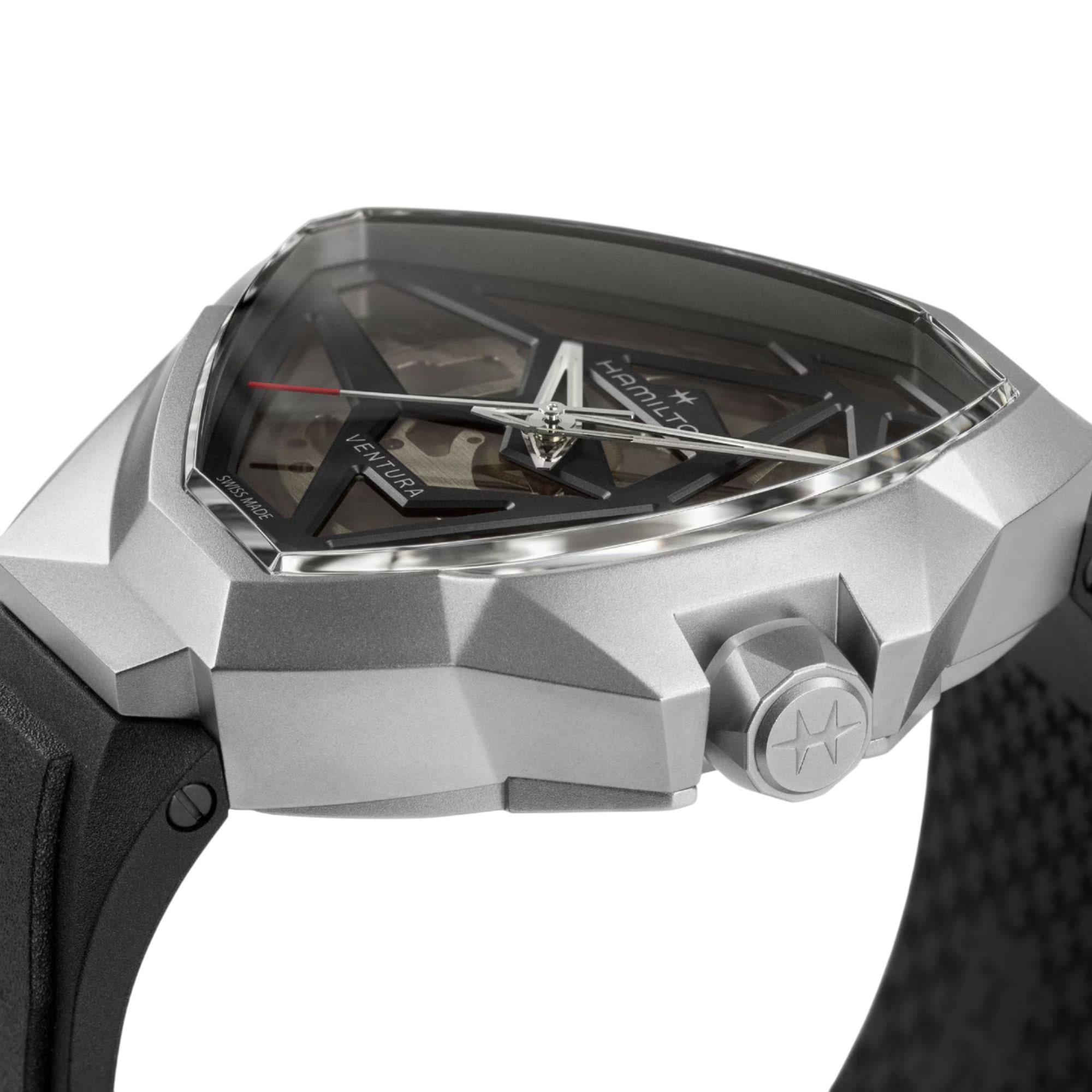 Hamilton Ventura 51mm Skelett Schwarz Zifferblatt Gummi Herren Automatik Uhr H24635330