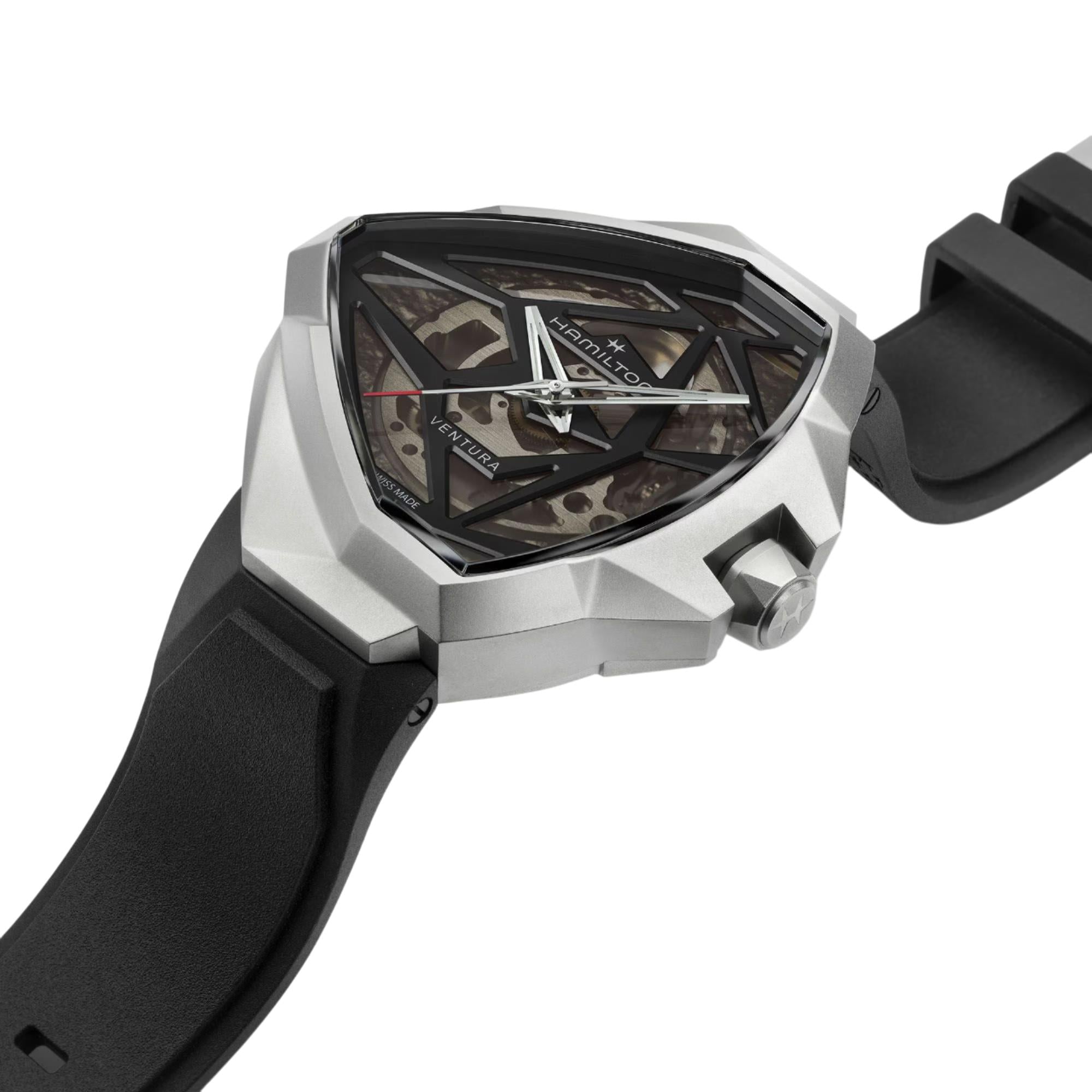 Hamilton Ventura 51mm Skelett Schwarz Zifferblatt Gummi Herren Automatik Uhr H24635330
