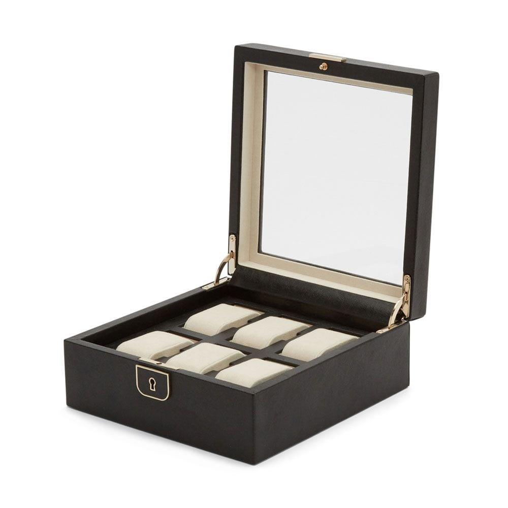 WOLF Palermo 6-teiliges Schwarzes Anthrazit Uhrenbox 213802