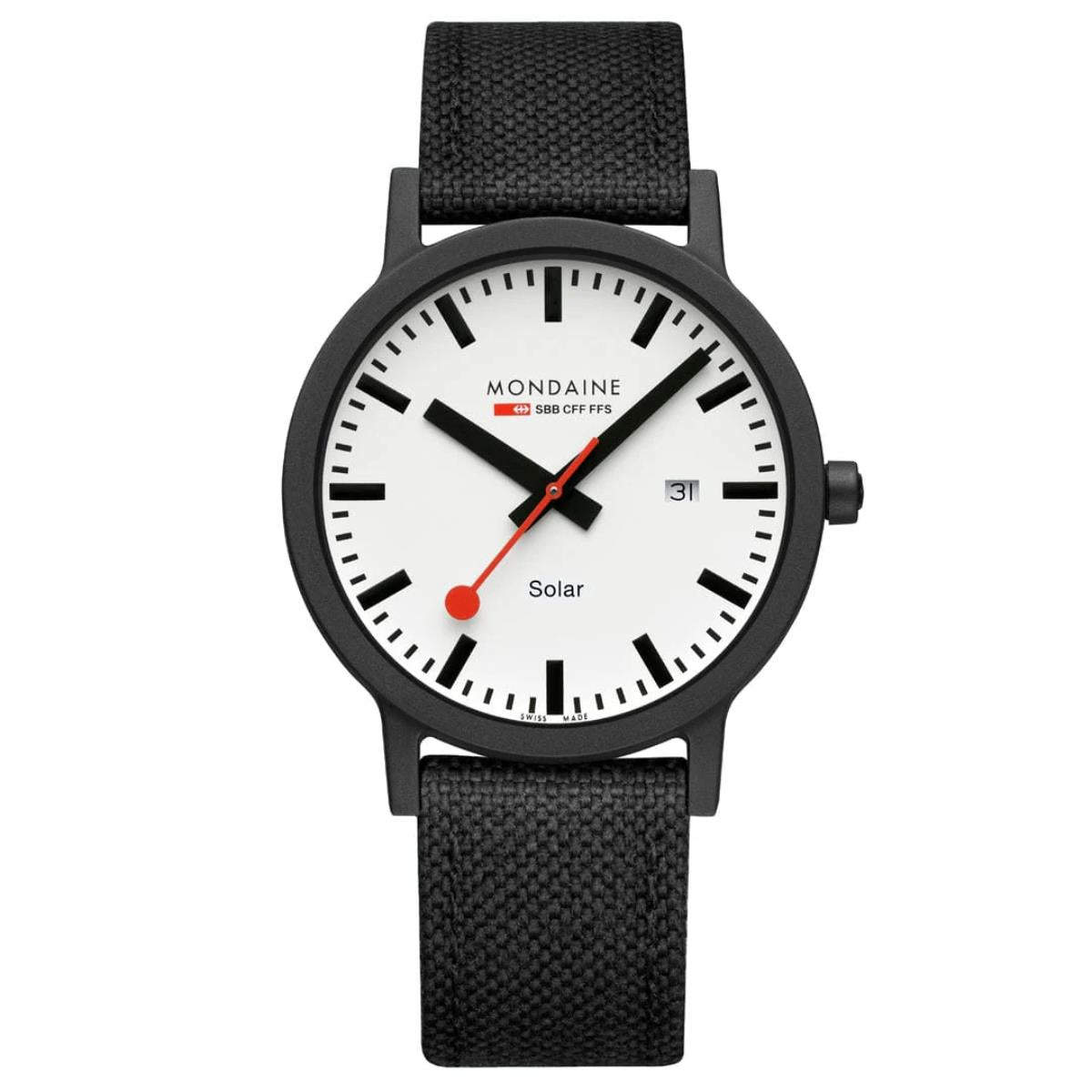 Mondaine Essence Solar White Dial Nylon Textile Strap Unisex Watch MS1.41910.LB