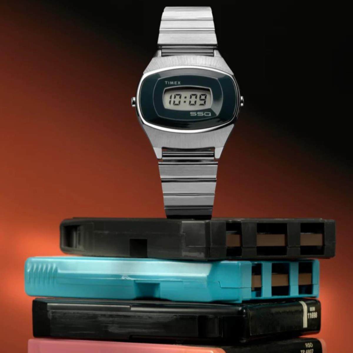 Timex Q 38mm Digital Steel Quartz Watch TW2Y06100