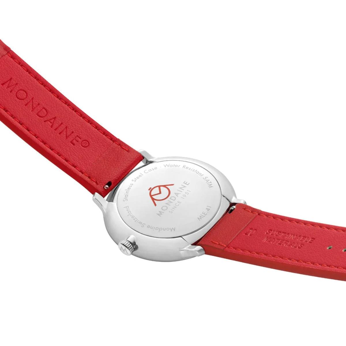 Mondaine Doppio Solar White Dial Leather Strap Men's Watch MLE.41910.LCV