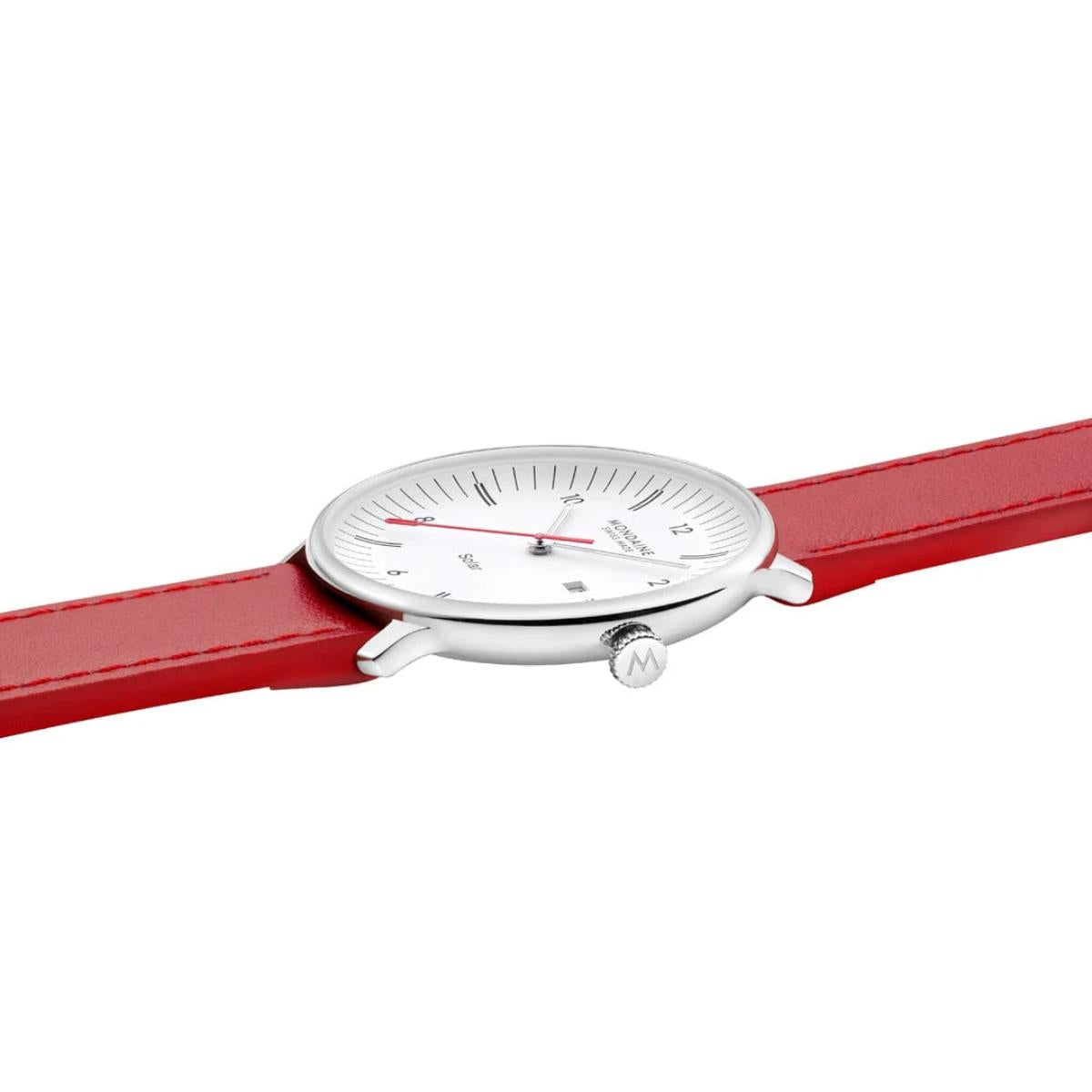 Mondaine Doppio Solar White Dial Leather Strap Men's Watch MLE.41910.LCV