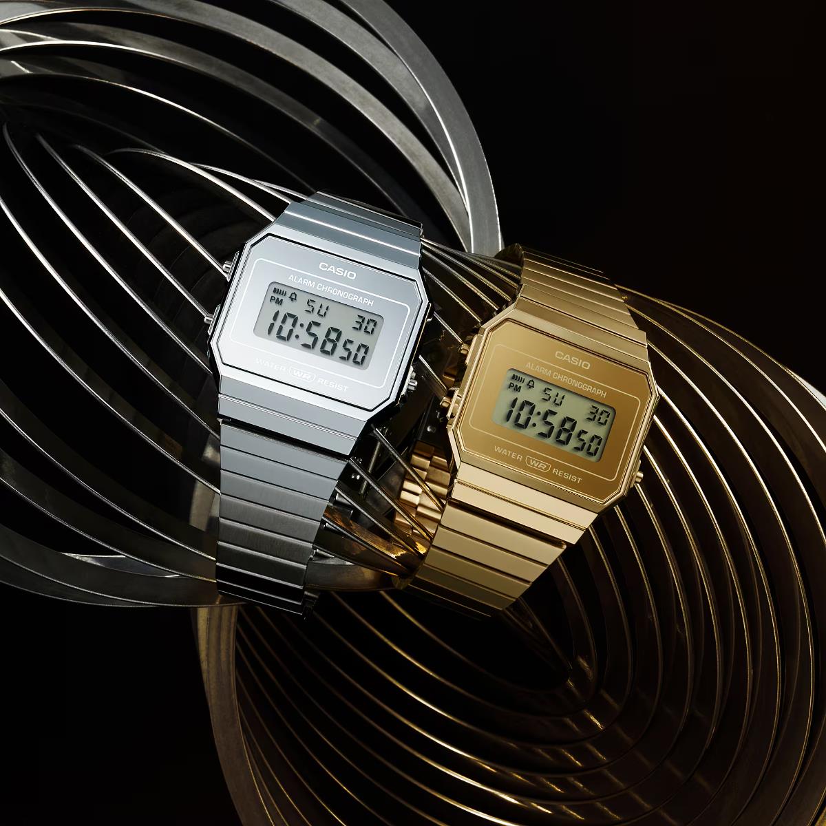 Casio Vintage Quarz Digital Stahlarmband Uhr A700WEV-7AEF