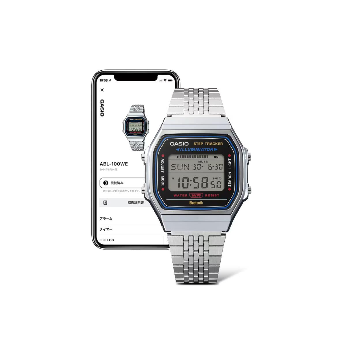 Casio Vintage Quarz Digital Stahlarmband Uhr ABL-100WE-1AEF