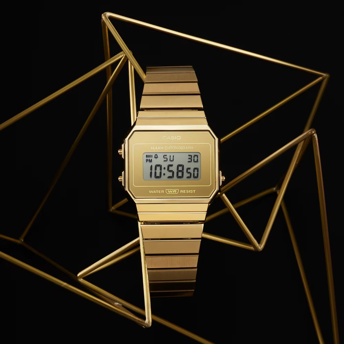 Casio Vintage Iconic Quartz Gold Digital Steel Strap Watch A700WEVG-9AEF
