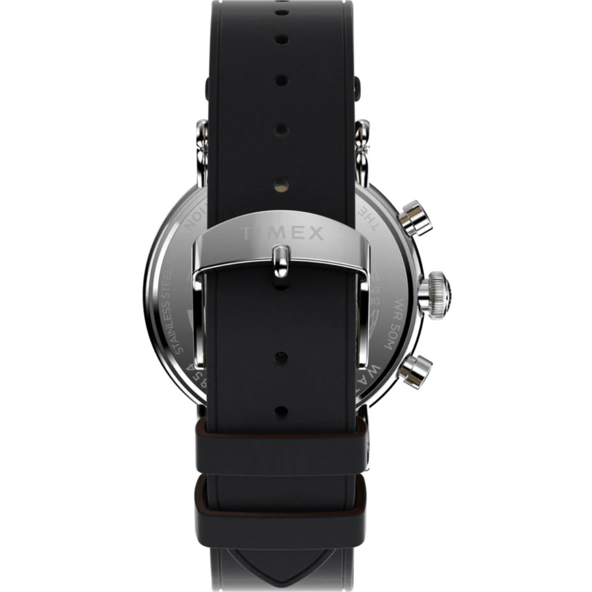 Timex Waterbury 40mm Chronograph Black Dial Leather Mens Quartz Watch TW2W20600
