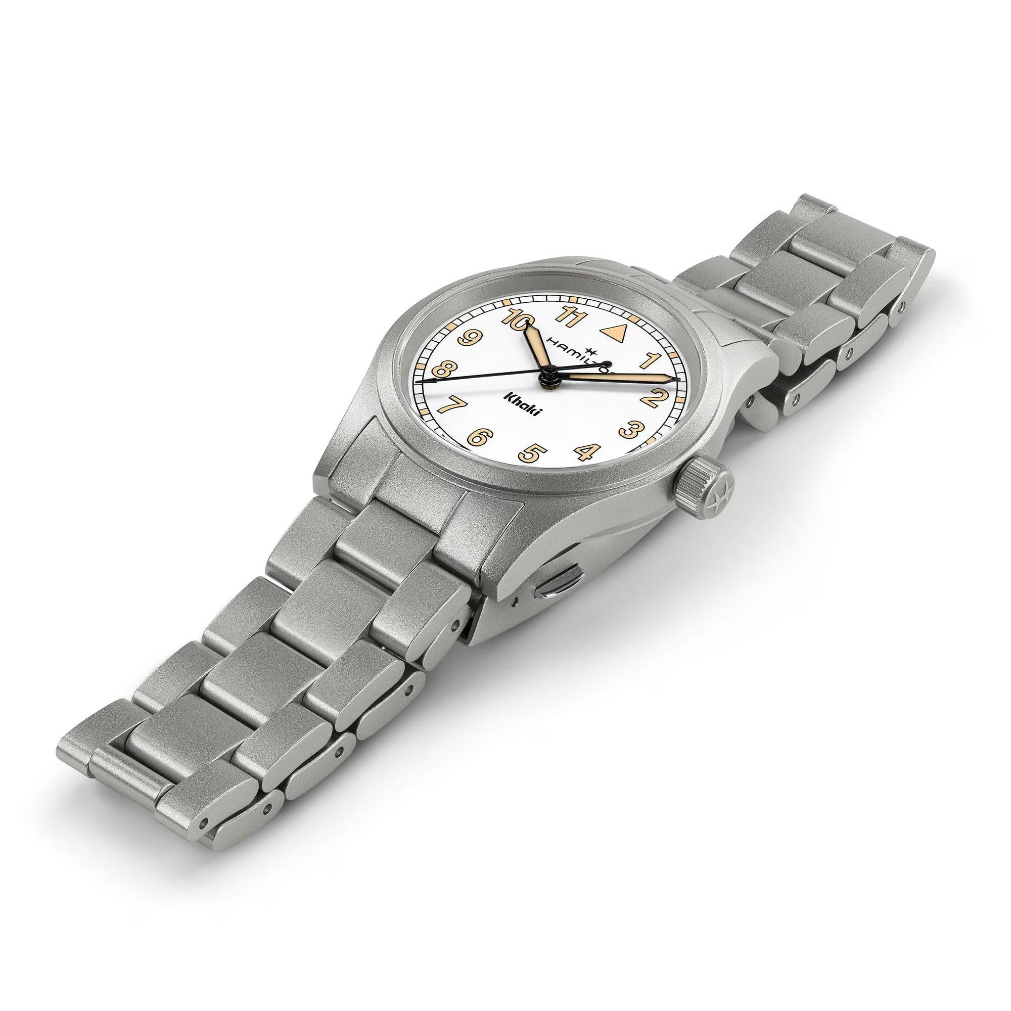 Hamilton Khaki Field H69301110 33mm polished stainless steel case side profile
