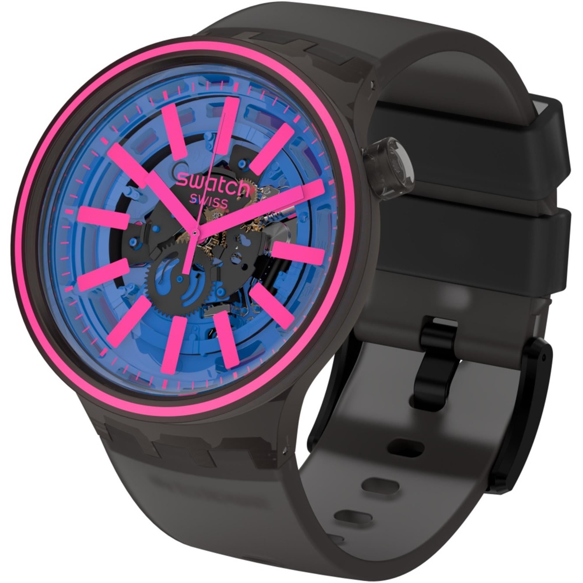 Swatch Big Bold Blue Taste Silikon Armband Uhr SO27B111