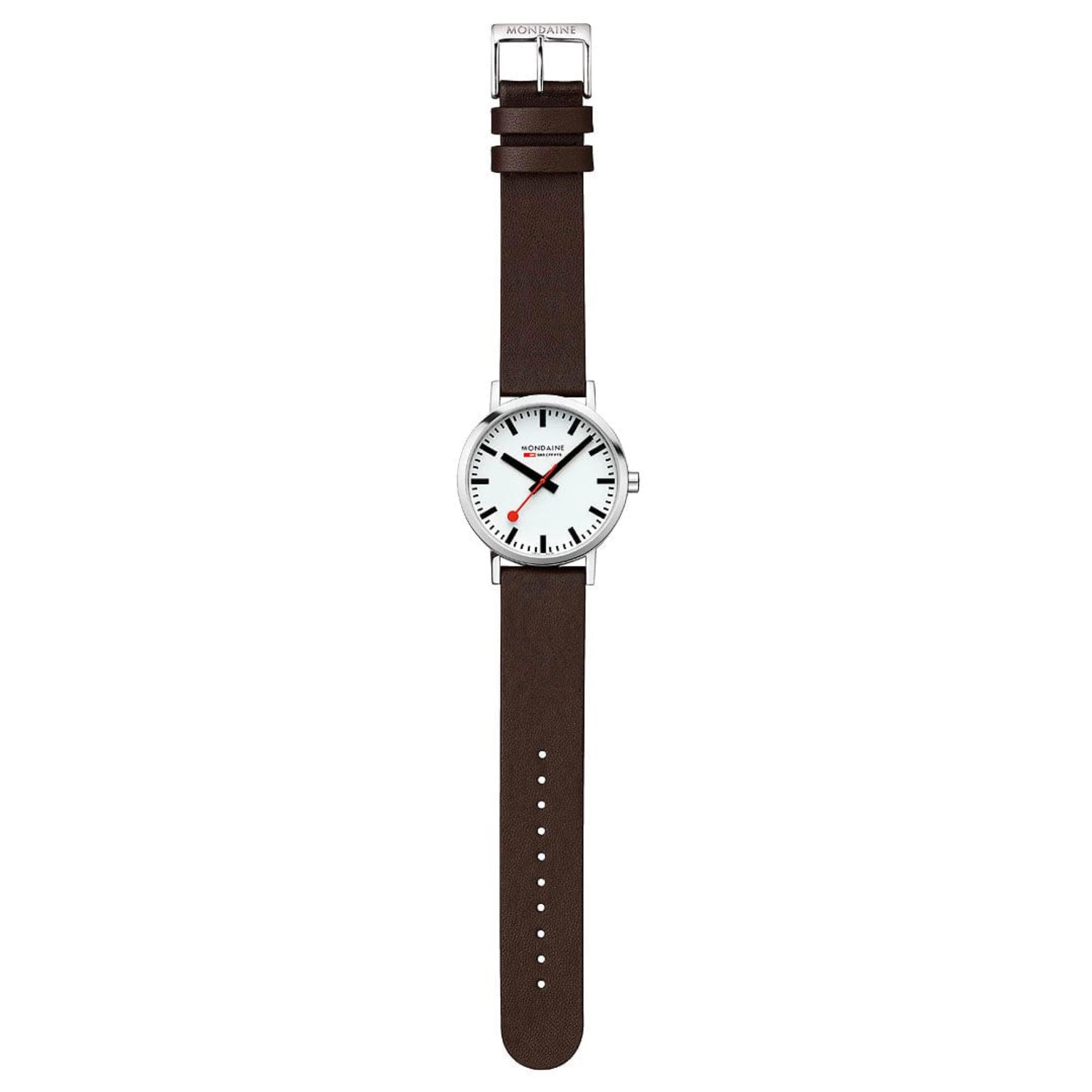 Mondaine Classic 40mm White Dial Leather Mens Quartz Watch A660.30360.11SBGV