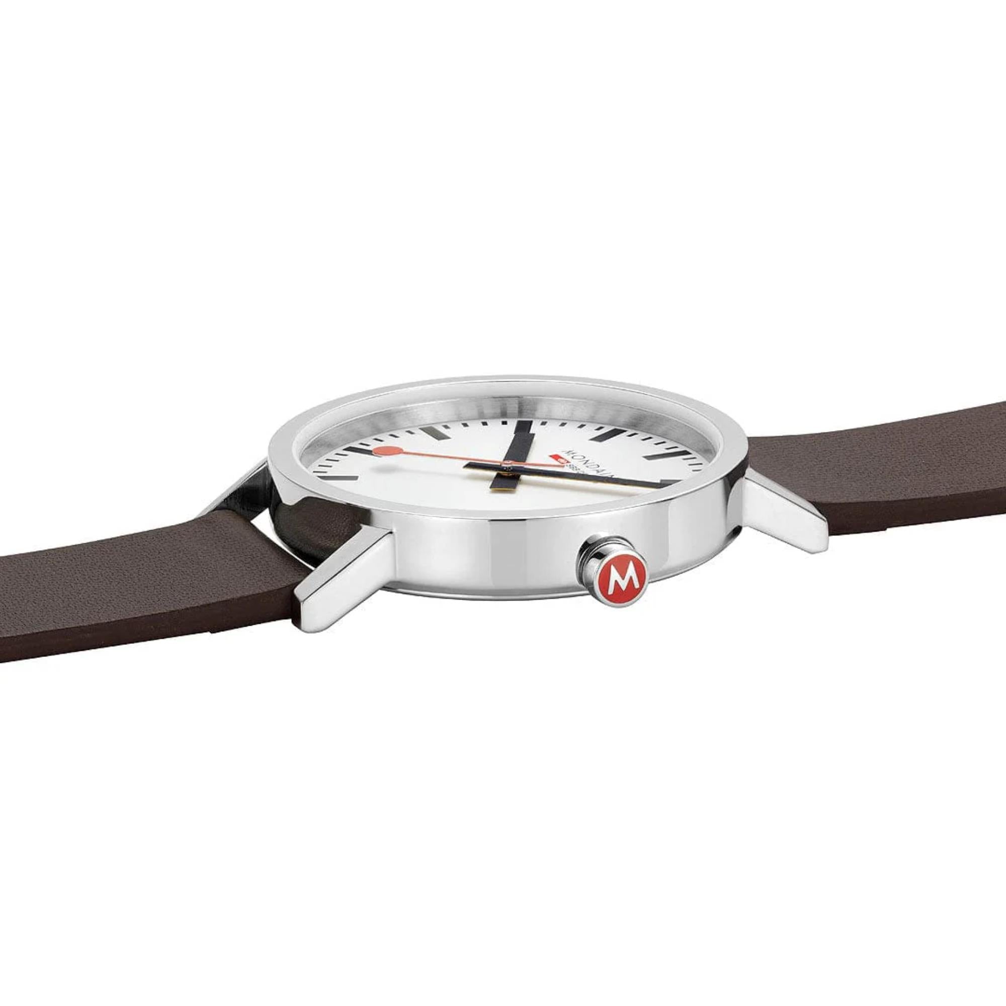 Mondaine Classic 40mm White Dial Leather Mens Quartz Watch A660.30360.11SBGV