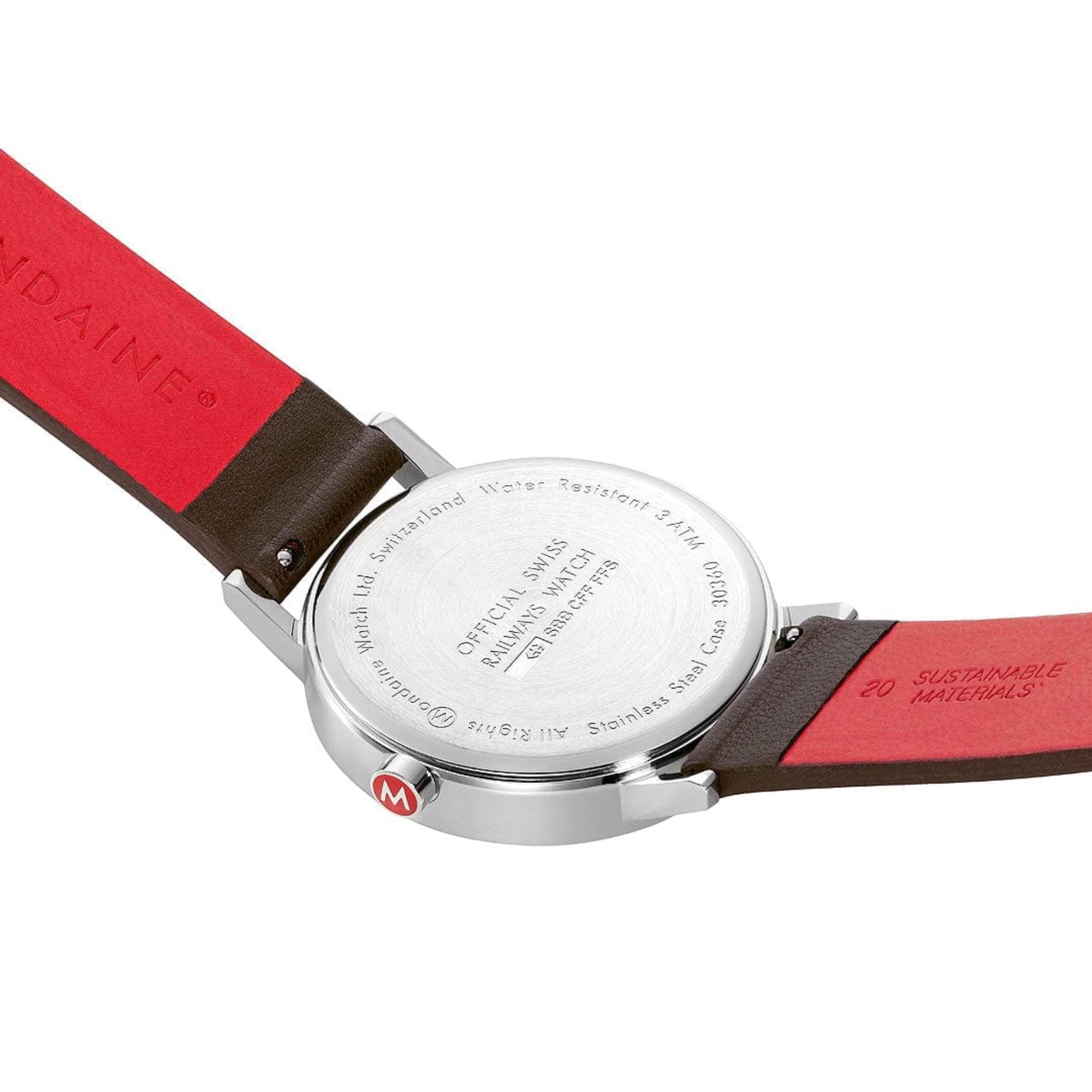 Mondaine Classic 40mm White Dial Leather Mens Quartz Watch A660.30360.11SBGV