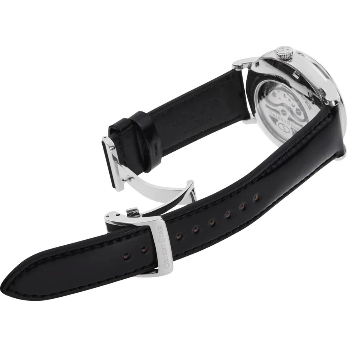 Orient Star Moon Phase 41mm Semi Skeleton Grey Dial Cordovan Mens Automatic Watch RE-AY0107N00B
