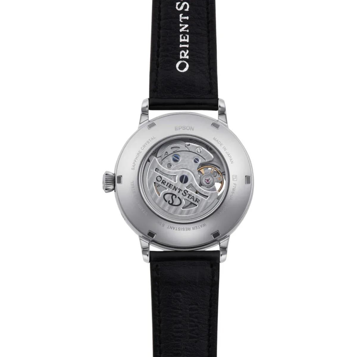 Orient Star Moon Phase 41mm Semi Skeleton White Dial Cordovan Mens Automatic Watch RE-AY0106S00B
