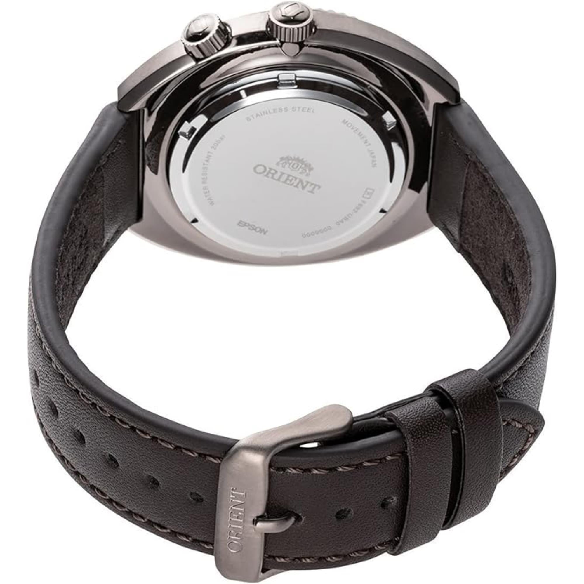 Orient Neo 43.5mm Schwarzes Zifferblatt Leder Herren Automatik Uhr RA-AA0E06B19B
