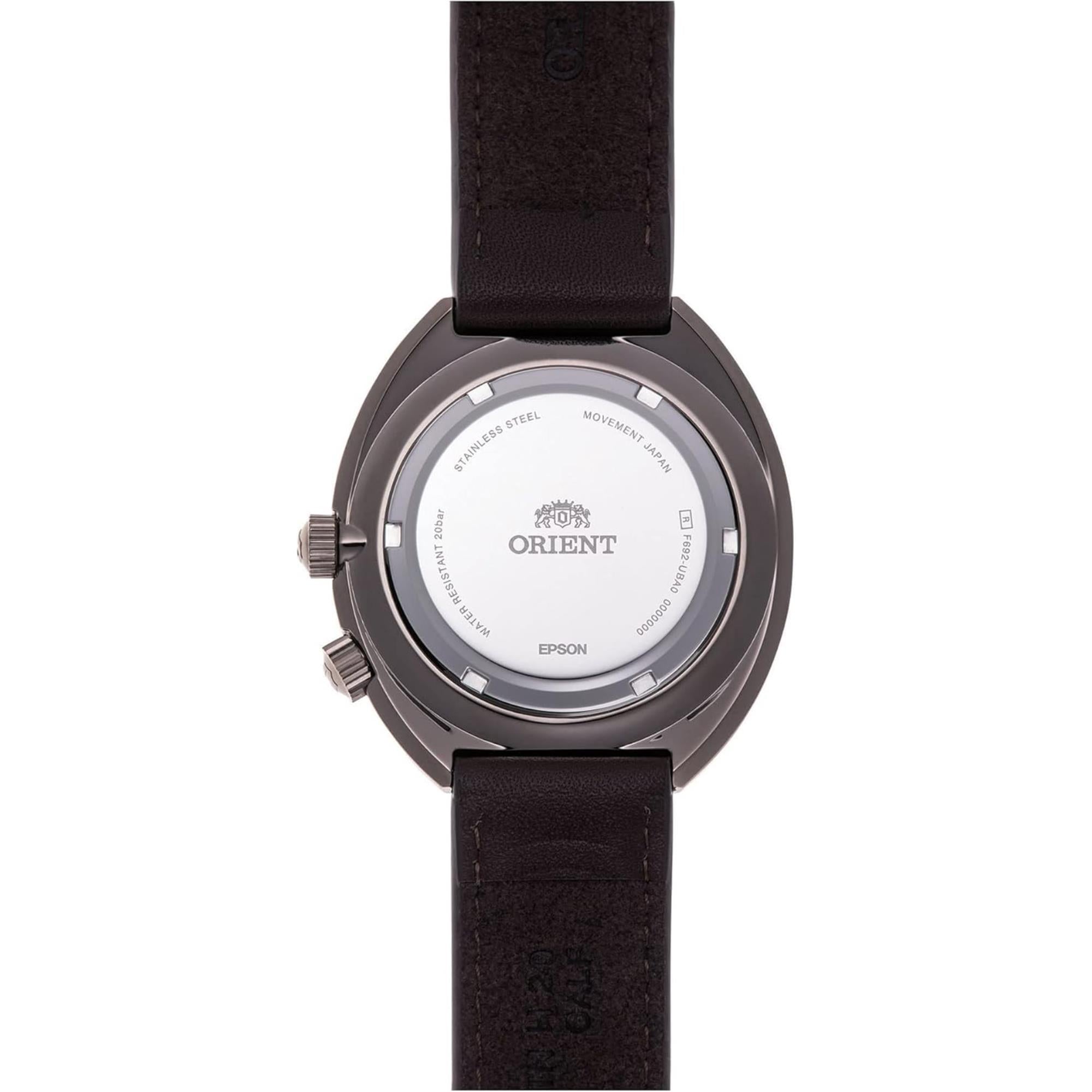 Orient Neo 43.5mm Schwarzes Zifferblatt Leder Herren Automatik Uhr RA-AA0E06B19B