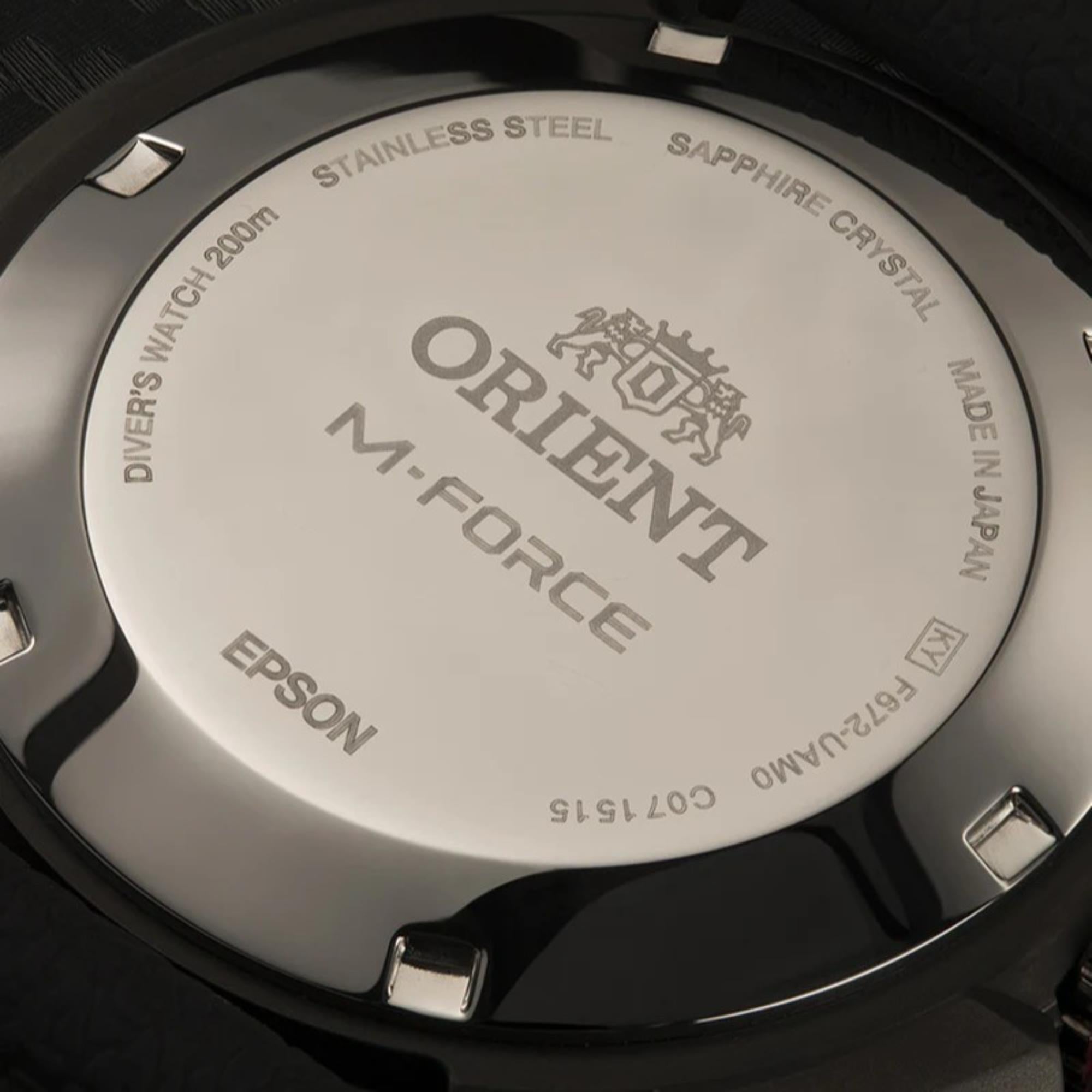 Orient M-Force 45mm Schwarzes Zifferblatt Silikon Herren Automatik Uhr RA-AC0L03B00B