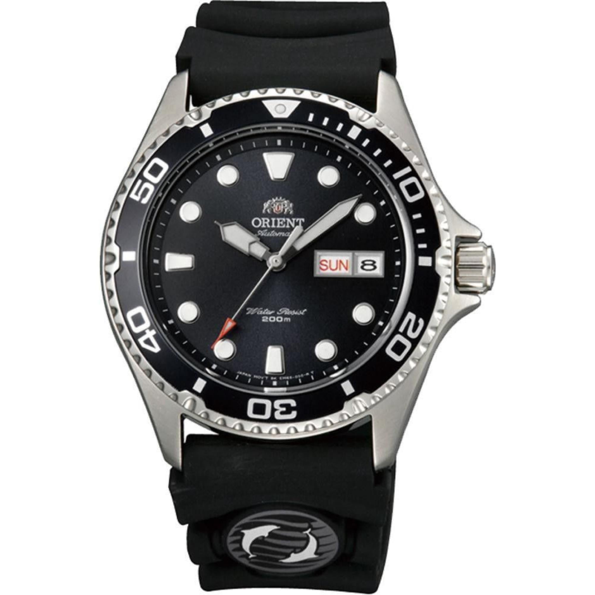 Orient Ray 41,5mm Schwarzes Zifferblatt Gummi Automatik Herren Uhr TAA02007B9