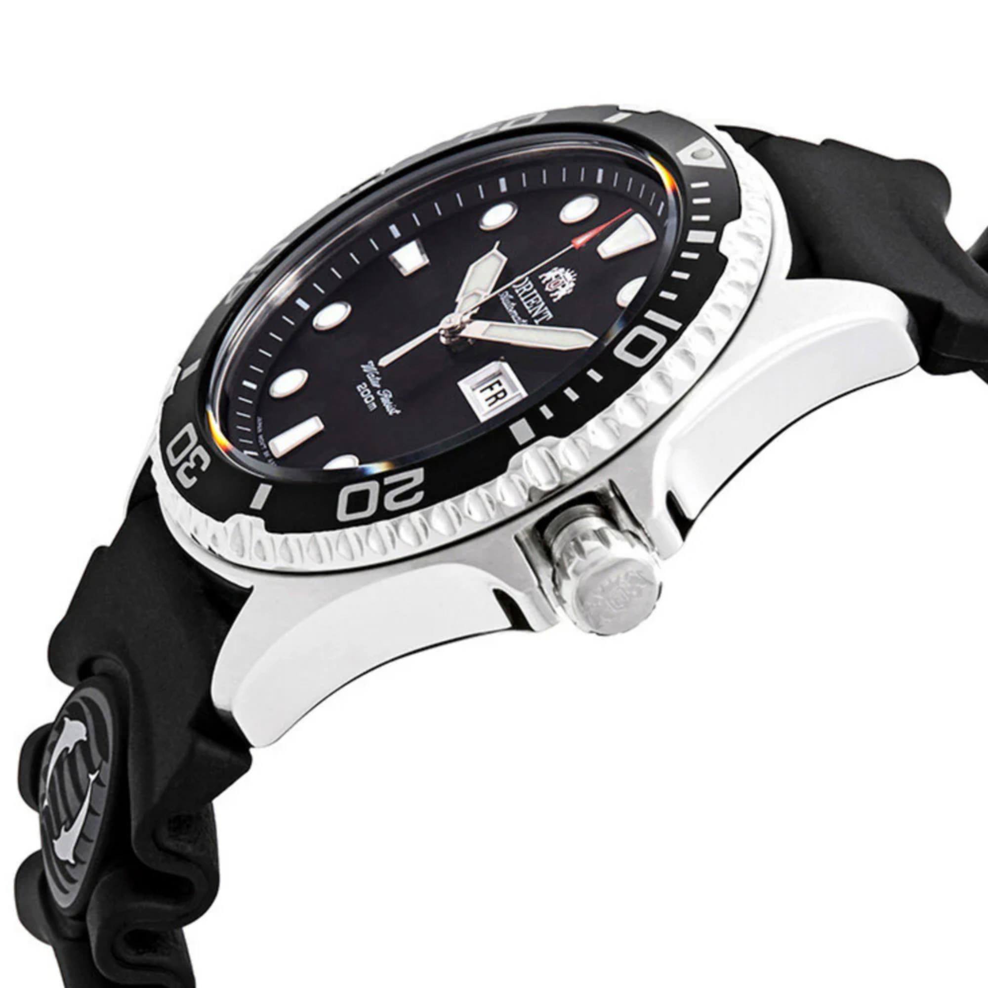 Orient Ray 41,5mm Schwarzes Zifferblatt Gummi Automatik Herren Uhr TAA02007B9