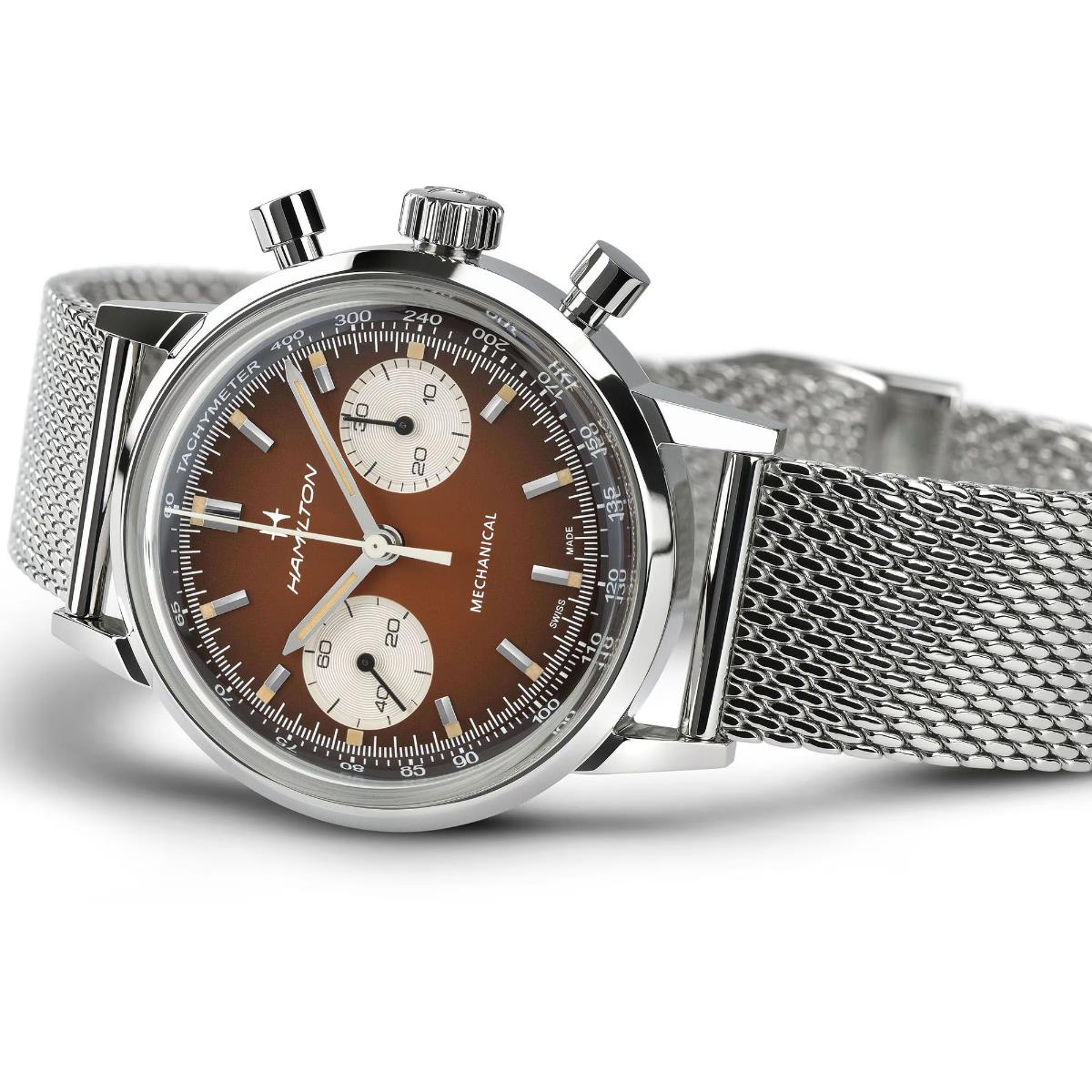 Hamilton American Classic H38429591 Intra-Matic brown chronograph watch
